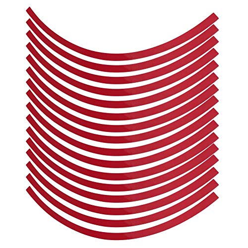 Reflective Wheel Decals for Cars & Motorcycles - Universal Reflective Pinstripe Tape Sticker, 6 Colors (Bright Red) - Enhance Night Visibility & Safety for Road Trips, Commuting & Cycling
