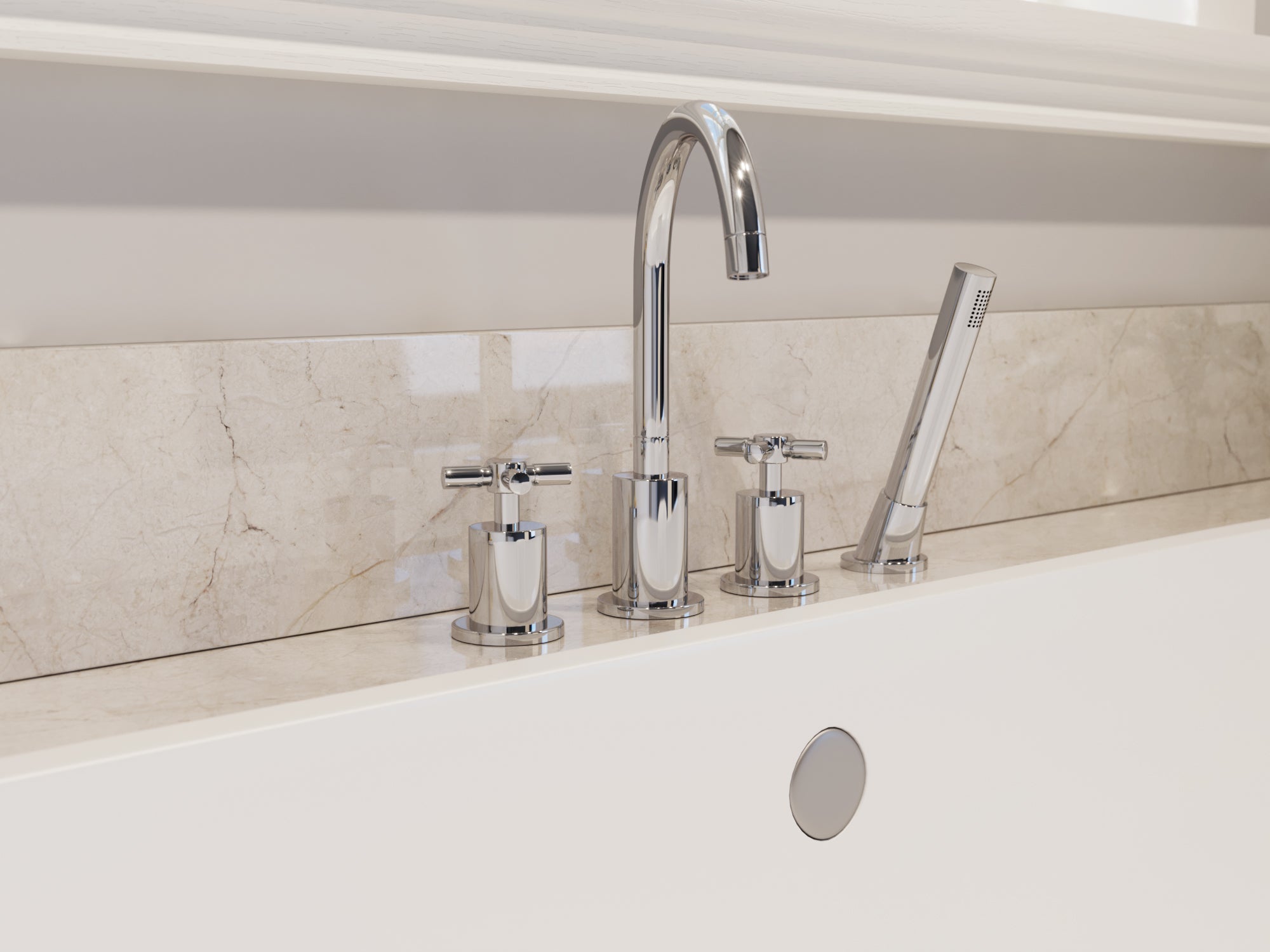 Ancona Prima 4-Hole Bathroom Tub Faucet in Chrome Finish - Perfect for Modern Bathroom Renovations & Spa-Like Shower Experiences