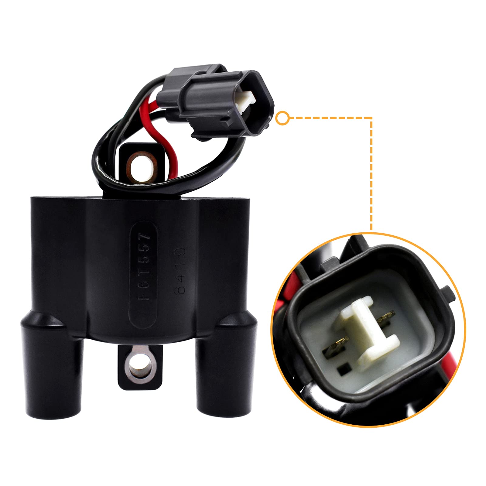 F6T557 Ignition Coil 21121-3722 21121-0720 63P-82310-01-00 Replacement Part Compatible with Yamaha F60 F150 F50 F75 F90 4-Stroke Outboard Motors - Perfect for Marine Engine Repair & Maintenance