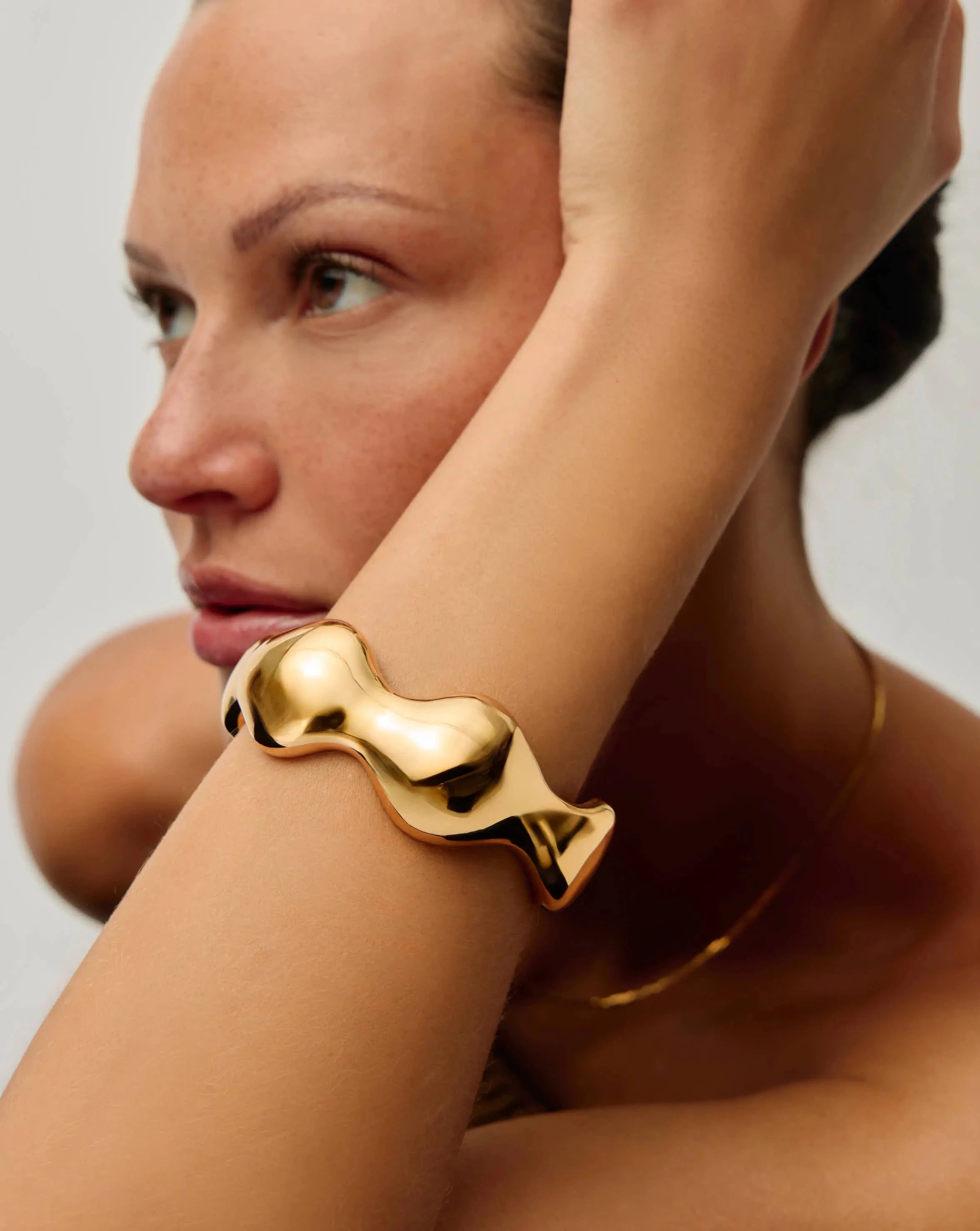 Eny Puffy Dome Statement Cuff Bracelet - 18k Gold Plated Women's Fashion Jewelry for Party, Wedding & Evening Wear