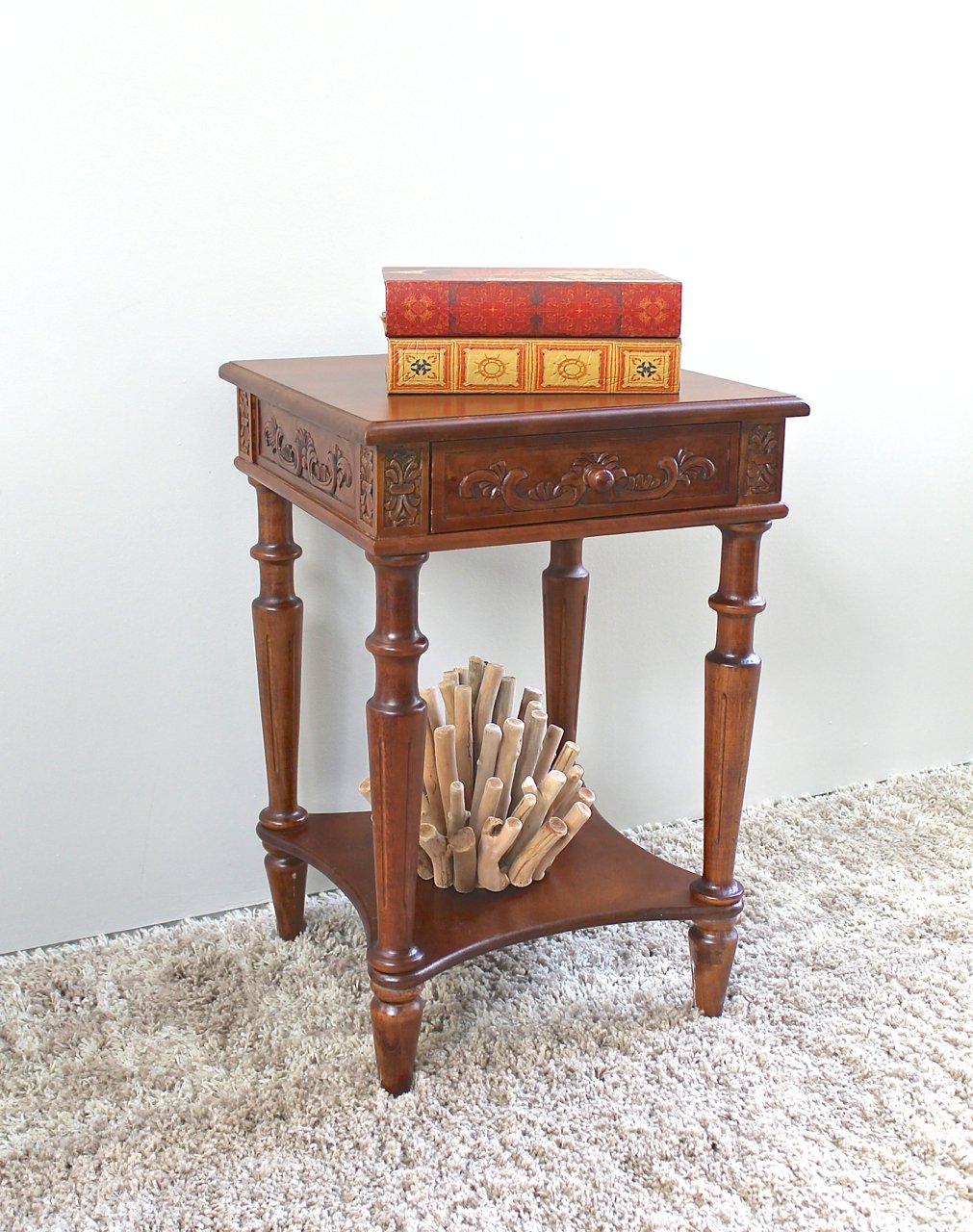 Handcrafted Wooden Square Coffee Table - International Caravan Style Carved Wood Side Table for Living Room | Perfect for Home Decor, Lounge Furniture & Accent Table