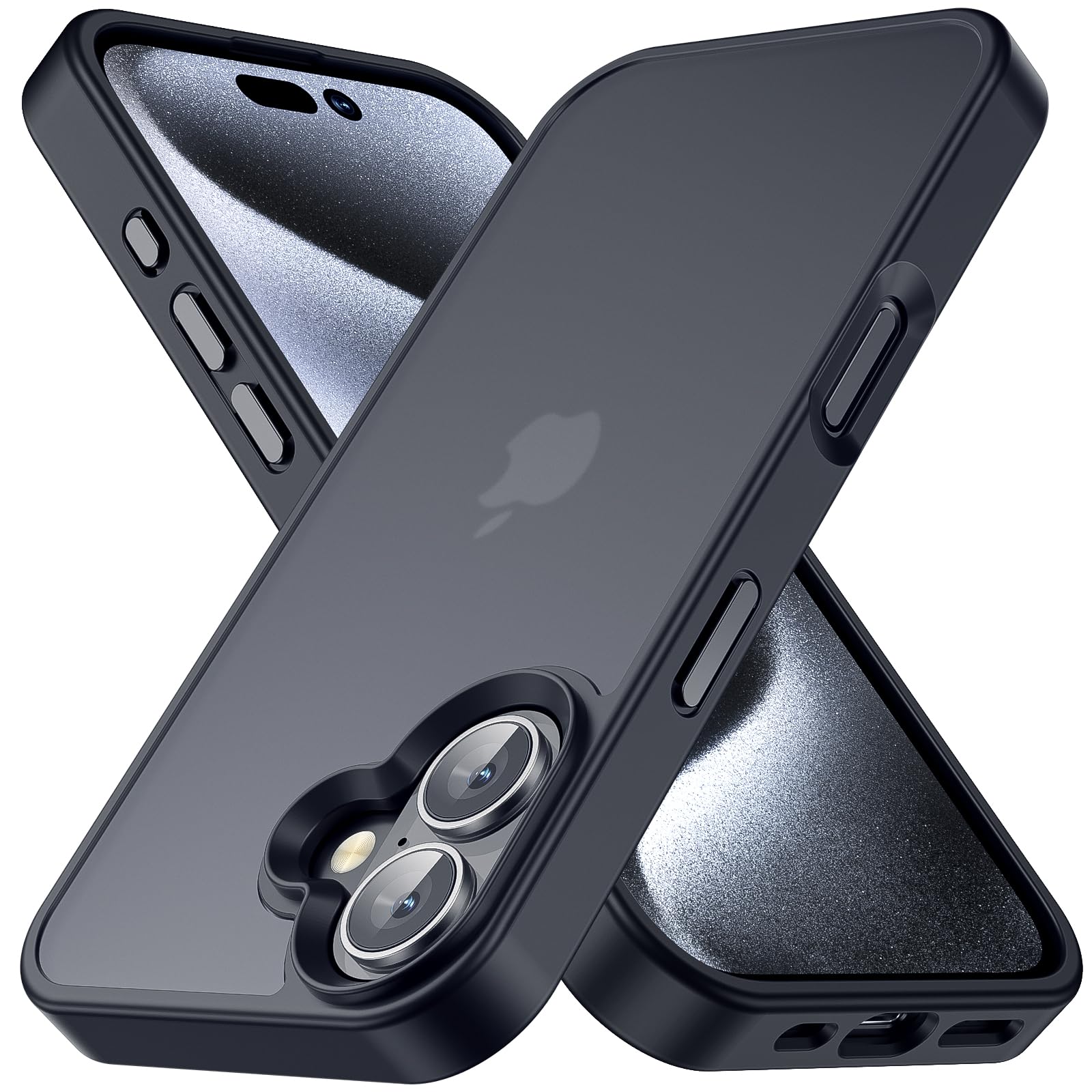 Shockproof iPhone 16 Case - Military Grade Drop Protection, Slim Translucent Hard Back Cover (Black) | Perfect for Outdoor Adventures, Gym Workouts & Everyday Protection