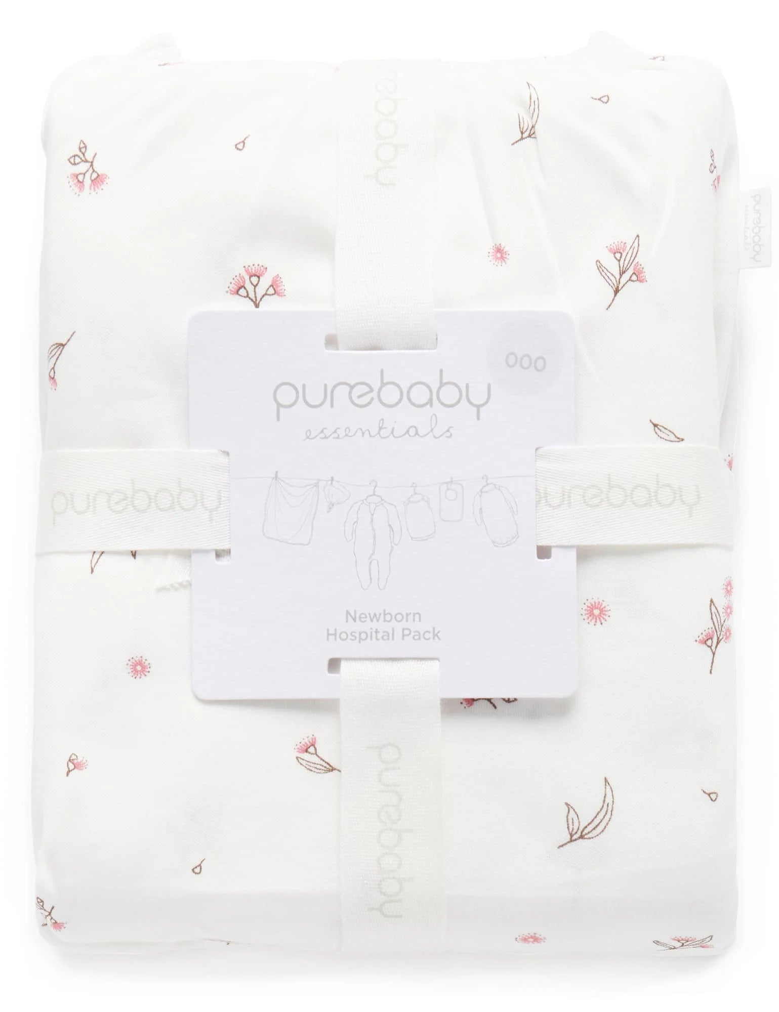 Purebaby Organic Essentials Hospital Bag - Vanilla Blossom Baby Care Set | Newborn Must-Haves for Mom & Baby | $120 Value | Perfect for Hospital Stay & Baby Shower Gifts