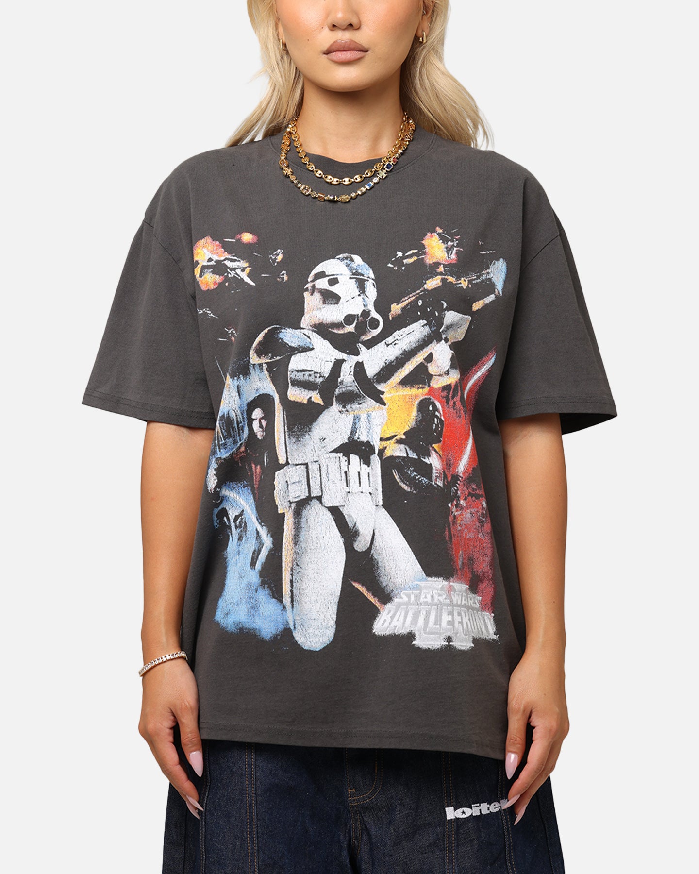 Star Wars Battlefront 2 Heavy Distressed Vintage T-Shirt - Black Washed Cotton Tee for Gaming Fans & Cosplay Enthusiasts