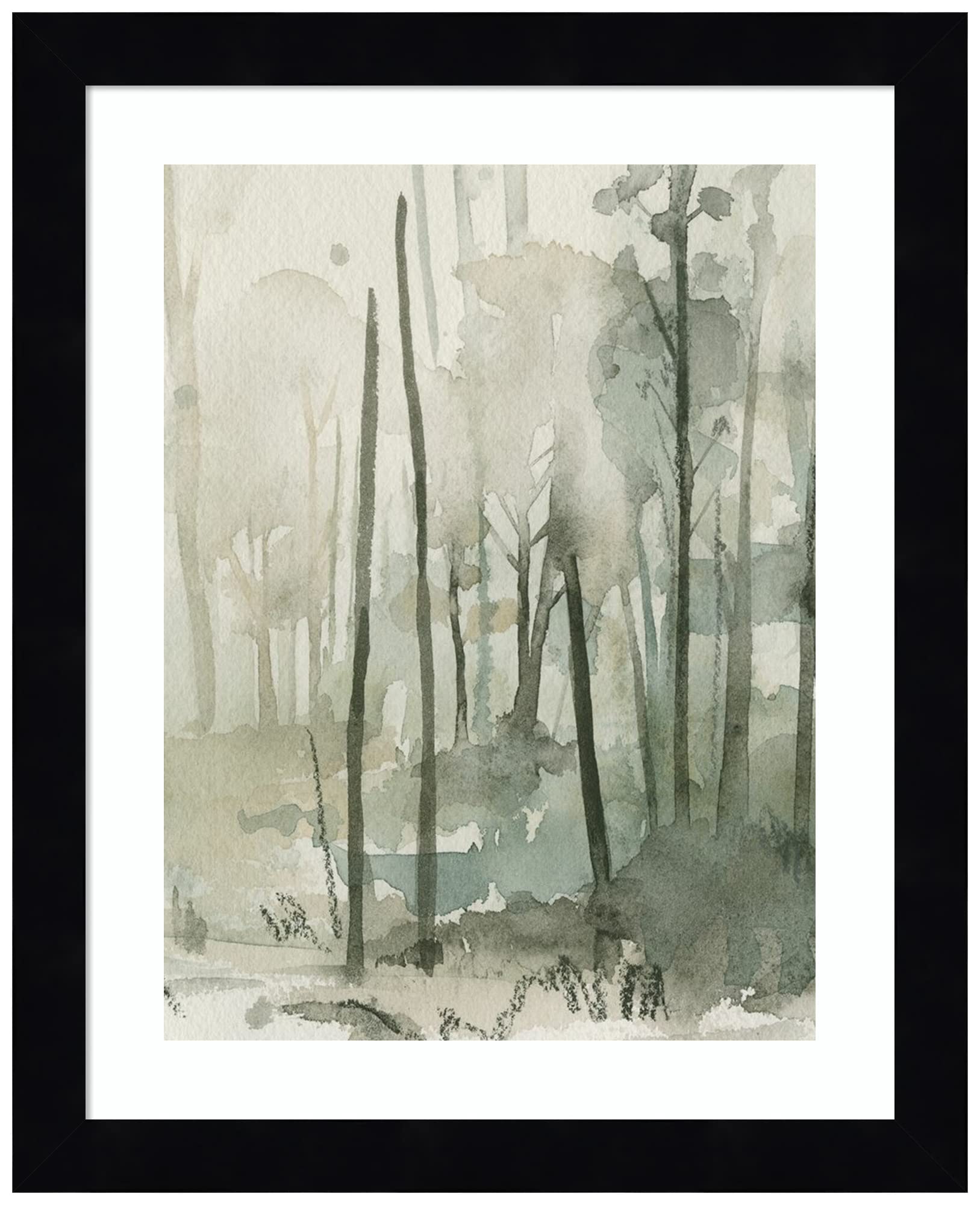 Emma Caroline 'Into The Woods IV' Framed Wall Art Print - 11x13 Inches, Black Wood Frame - Nature Inspired Decor for Living Room, Bedroom & Office