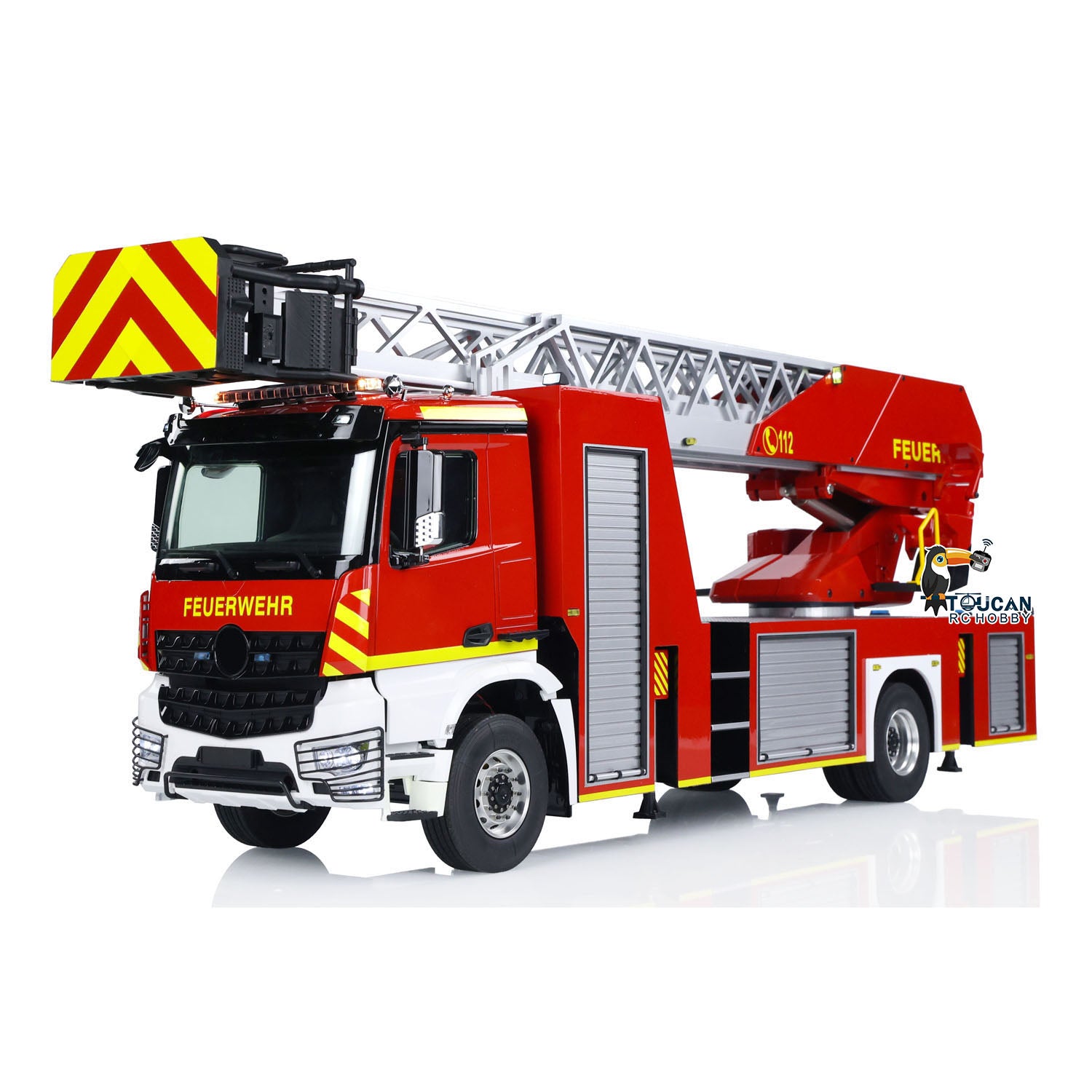 1/14 Scale 770S FMX 4X2 Metal Chassis Electric Lift Ladder RC Fire Truck - Remote Control Simulation Vehicle Model with 2-Speed, Lights & Sound - Perfect for Collectors, RC Hobbyists and Fire Truck Enthusiasts