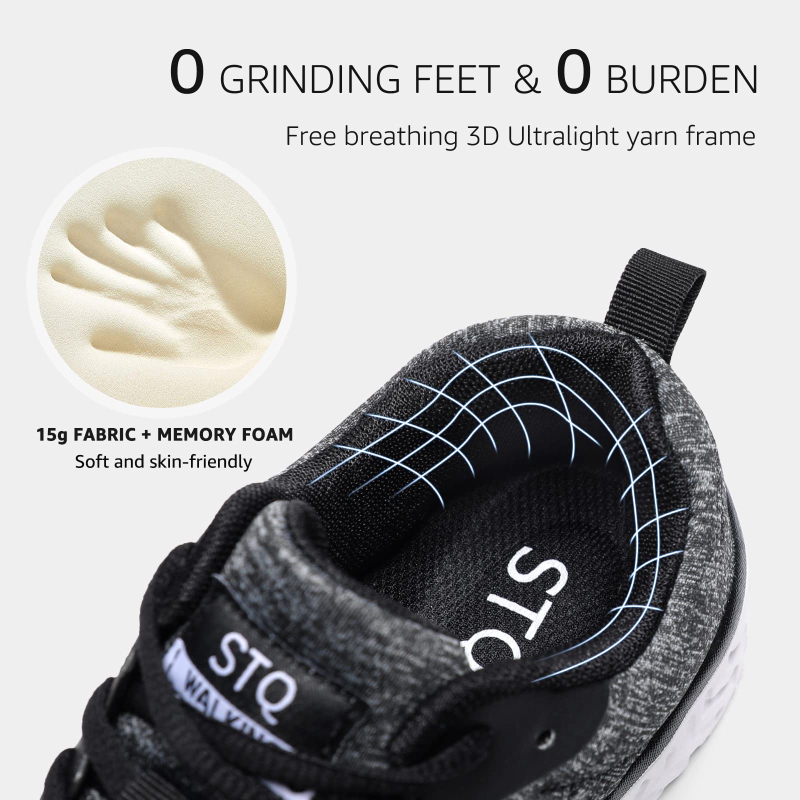 STQ Women's Lightweight Walking Shoes - Comfortable Lace-Up Tennis Sneakers for Walking, Running & Gym Workouts - Perfect for Travel, Work & Everyday Wear