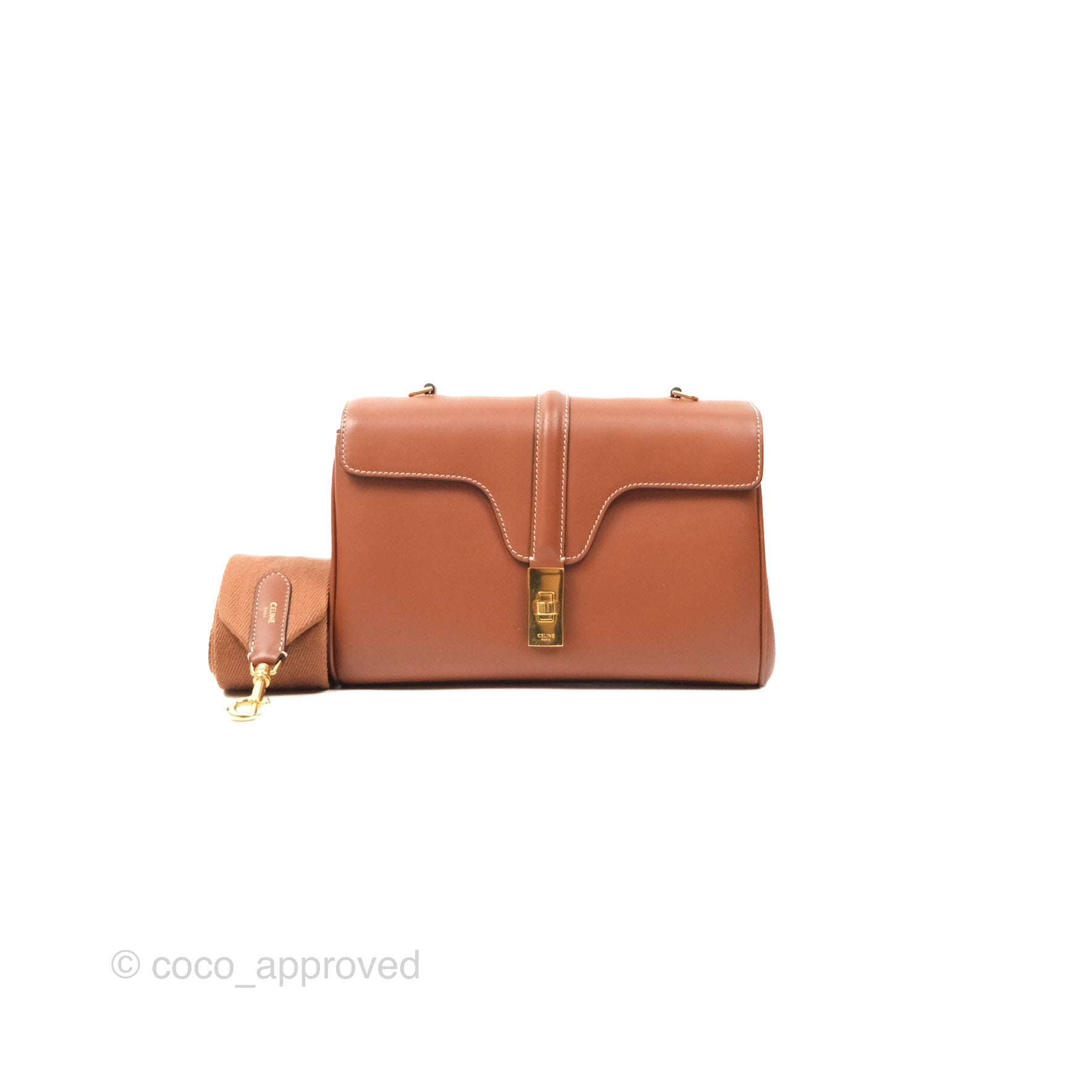 Celine Teen Soft 16 Shoulder Bag in Tan Smooth Calfskin Leather - Perfect for Everyday Use, Work & Travel