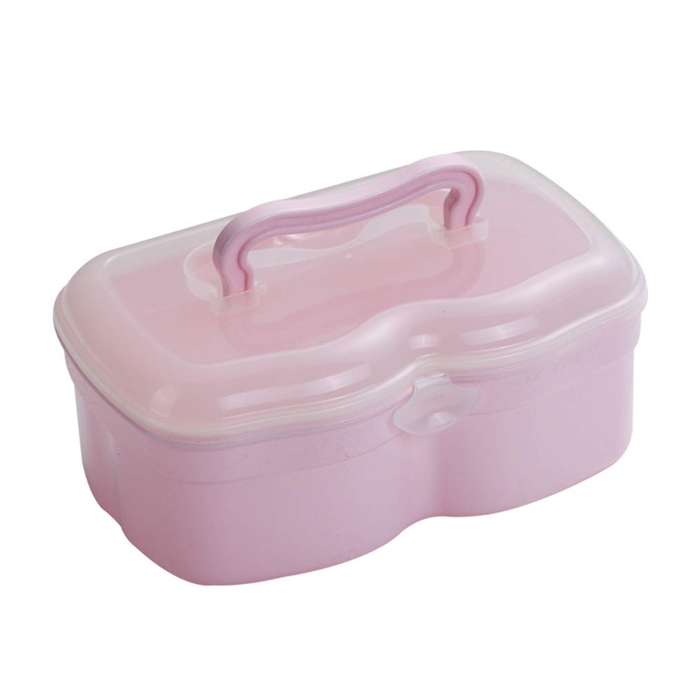 Pink Handled Storage Box for Cosmetics, Medicine, Sewing Thread & Nail Polish - Organizer for Bathroom, Bedroom & Travel
