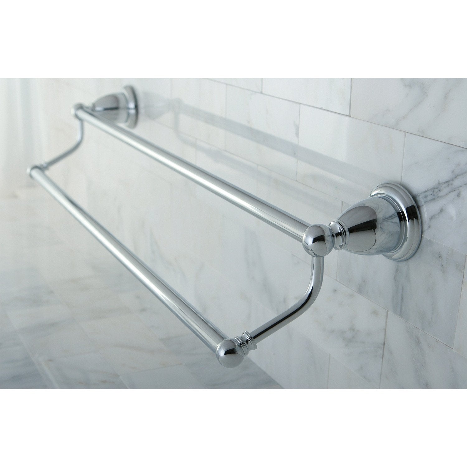 Chrome 24-Inch Double Towel Bar - Heavy Duty Bathroom Towel Rack with Mounting Hardware - BA1753C - Perfect for Bathroom, Spa, and Hotel Decor