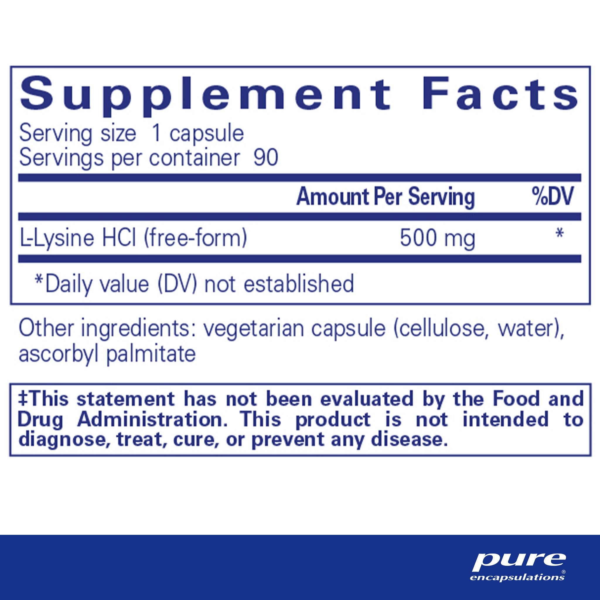 Pure Encapsulations L-Lysine 1000mg - 120 Veggie Caps | Immune Support & Cold Sore Relief Supplement | Supports Collagen Production & Healthy Skin - For Daily Wellness & Active Lifestyle