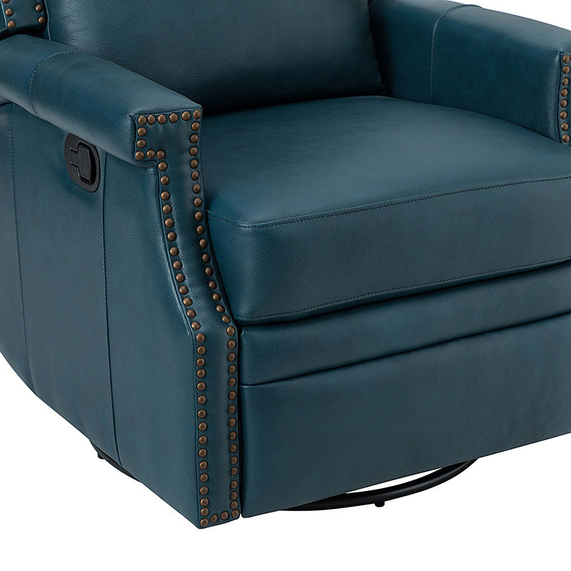 Canace Modern Genuine Leather Manual Glider Rocker Recliner Chair - Comfortable Swivel Lounge Chair for Living Room, Nursery, and Office Relaxation