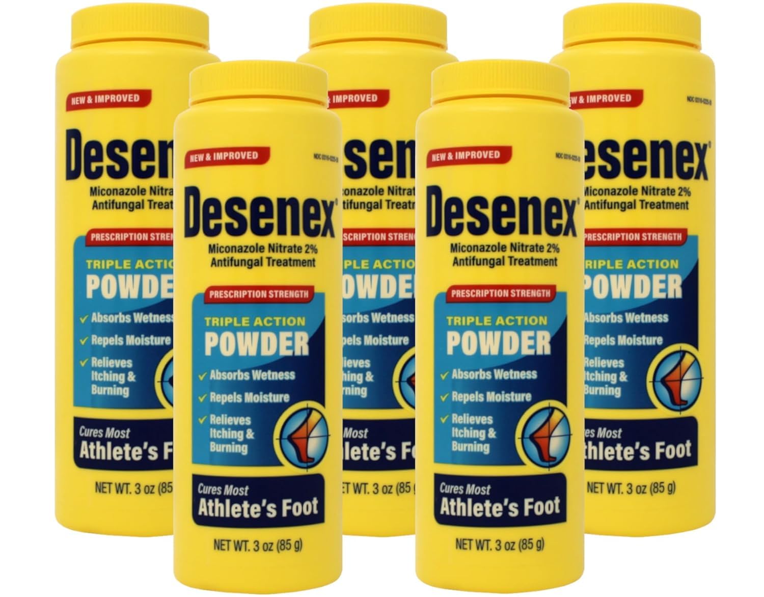 Desenex Antifungal Powder for Athlete's Foot & Jock Itch - 3 oz (Pack of 5) - Medicated Foot Powder for Odor Control & Fungal Treatment - Ideal for Gym, Sports & Daily Foot Care