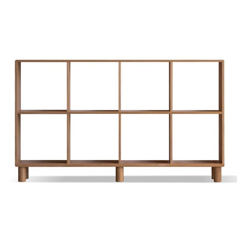 53.4x9.1x31.9 inch / 135.5x23x81 cm / walnut color / oak grid bookshelf