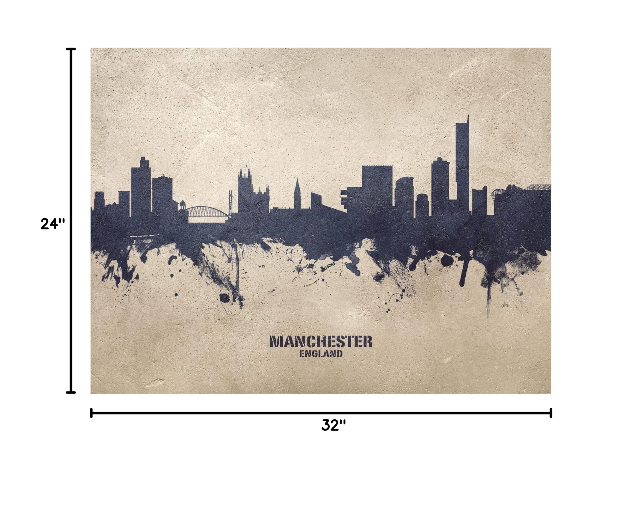 Michael Tompsett Manchester England Skyline Concrete Canvas Art Print - Modern Cityscape Wall Decor for Living Room, Office & Bedroom