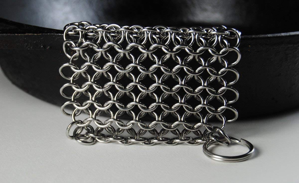 Knappmade Stainless Steel Chain Mail Scrubber for Cast Iron Pans - Heavy Duty Kitchen Scrubber for Grill, Griddle & Cookware Cleaning - Perfect for Camping, BBQ & Outdoor Cooking