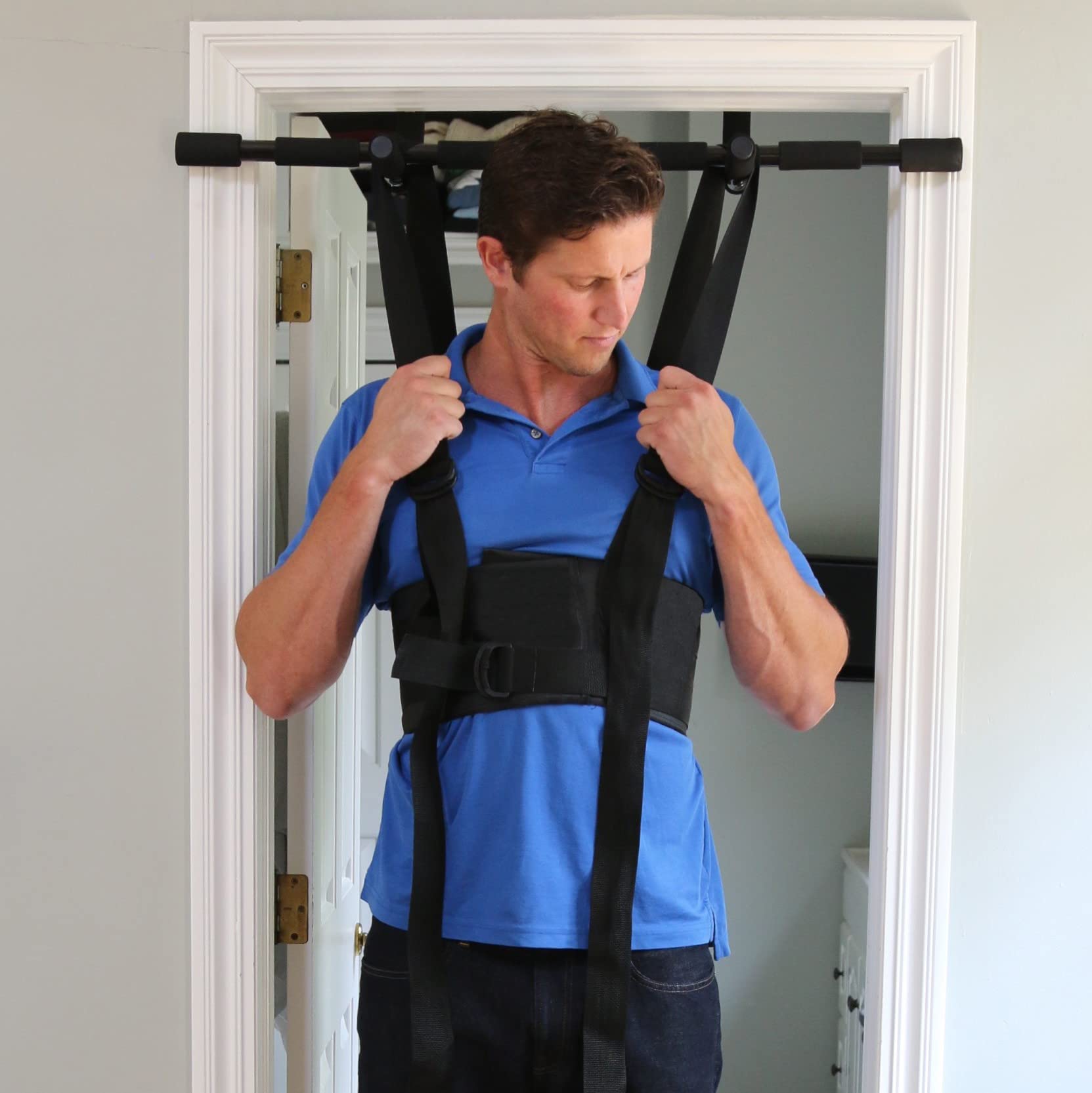 3-Minute Back Stretcher for Spinal Decompression - Low Back Traction Therapy Device, Alternative to Inversion Table, Safe for All Back Conditions (Small Harness, No Bar) - Perfect for Office Workers, Athletes & Home Use