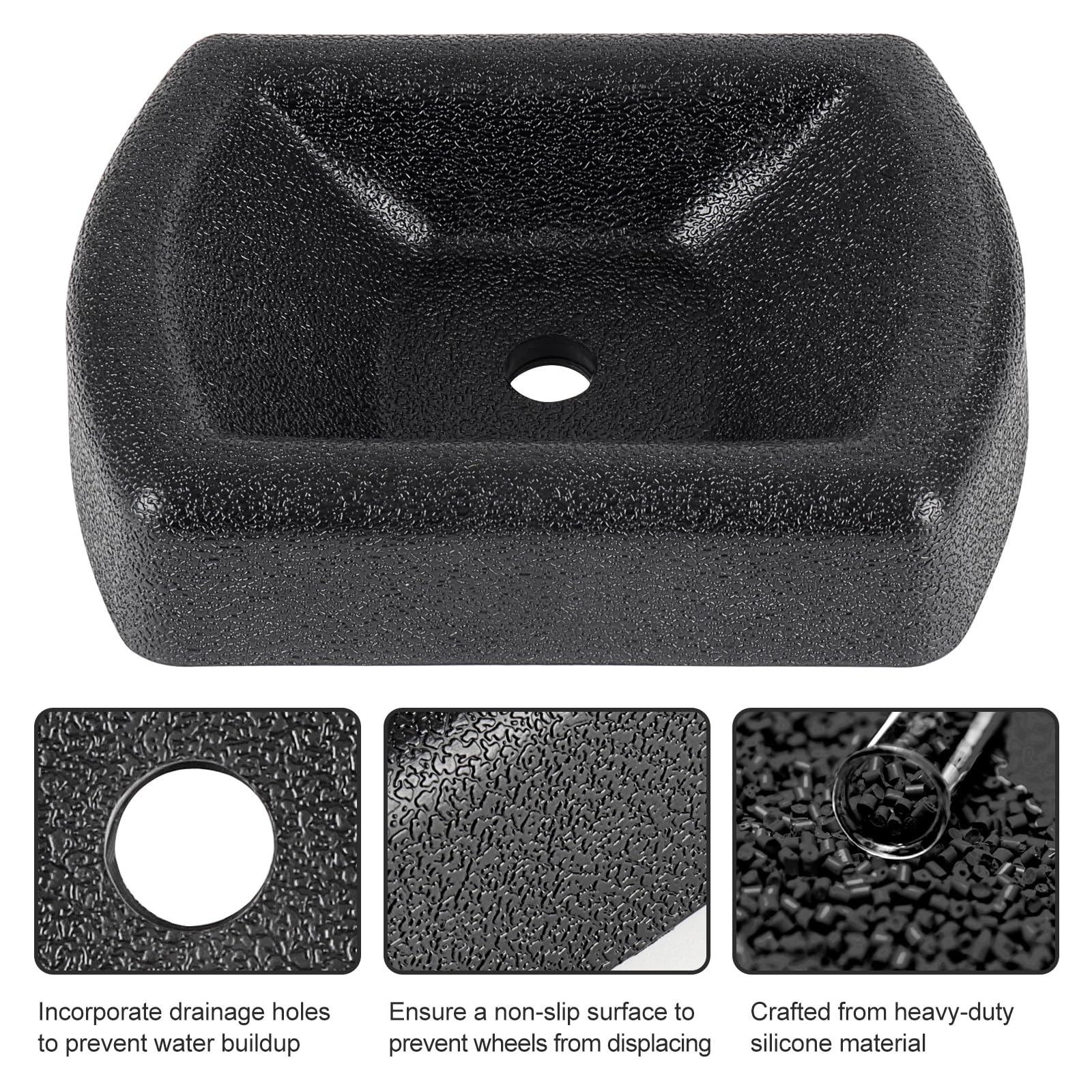 Heavy Duty Rubber Jack Wheel Chock - Reinforced Stabilizer for 6