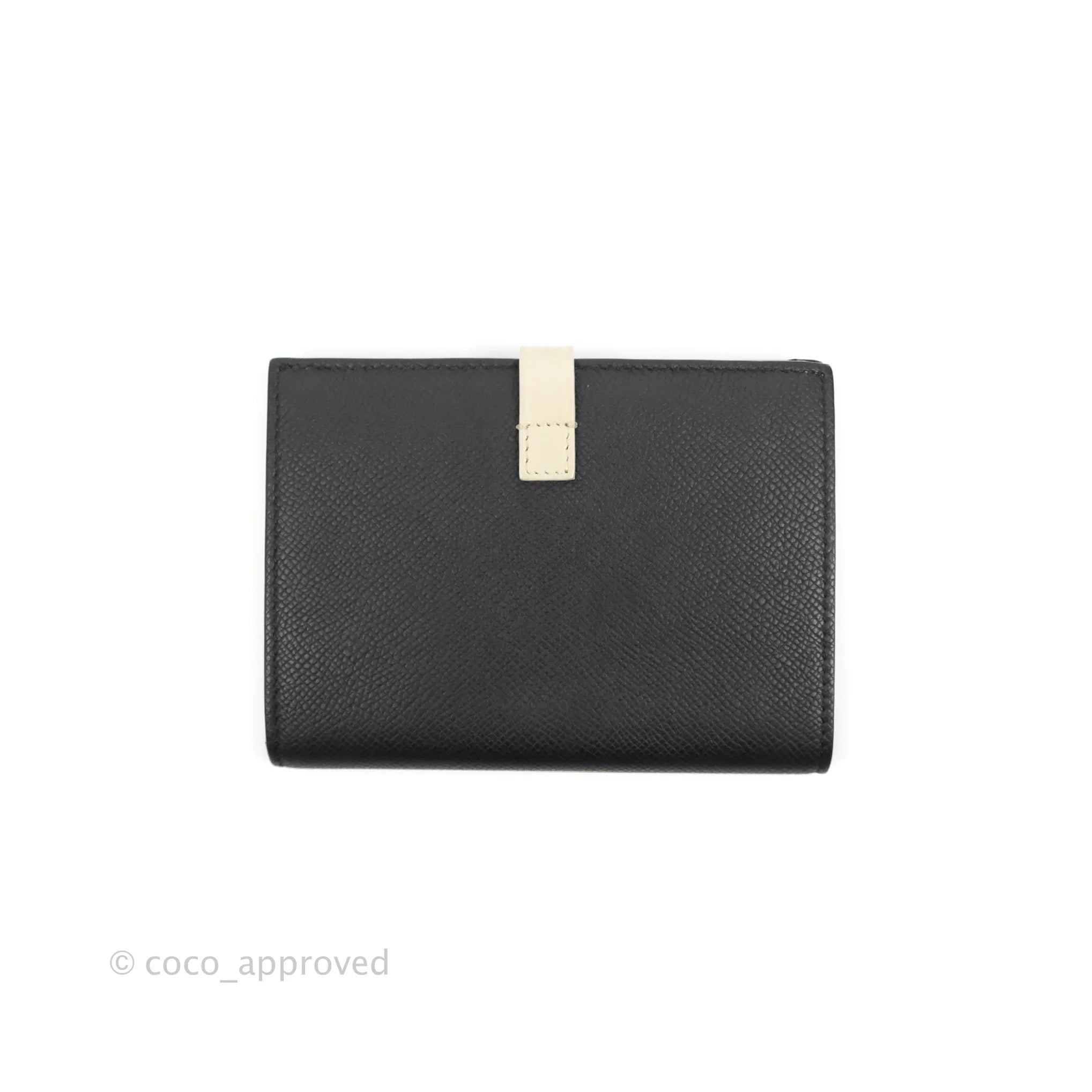 Celine Medium Strap Wallet in Grained Calfskin - Black & Cream Crossbody Bag for Women | Perfect for Everyday Use, Travel & Shopping