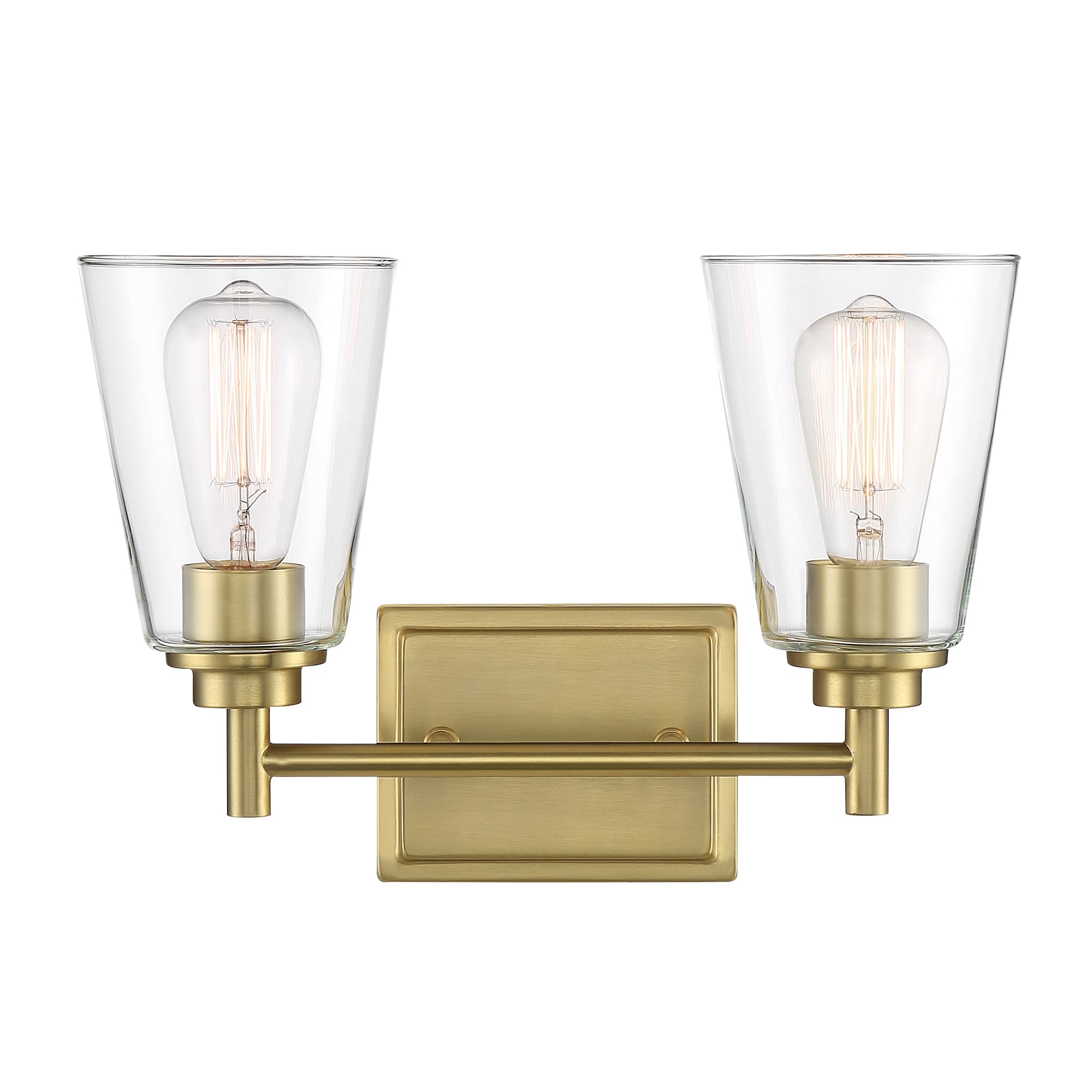 DESIGNERS FOUNTAIN Westin 2-Light Bathroom Vanity Light Fixture, Brushed Gold Finish - Modern Bathroom Lighting for Vanity Mirror, Makeup Area & Powder Room (Model 95702-BG)