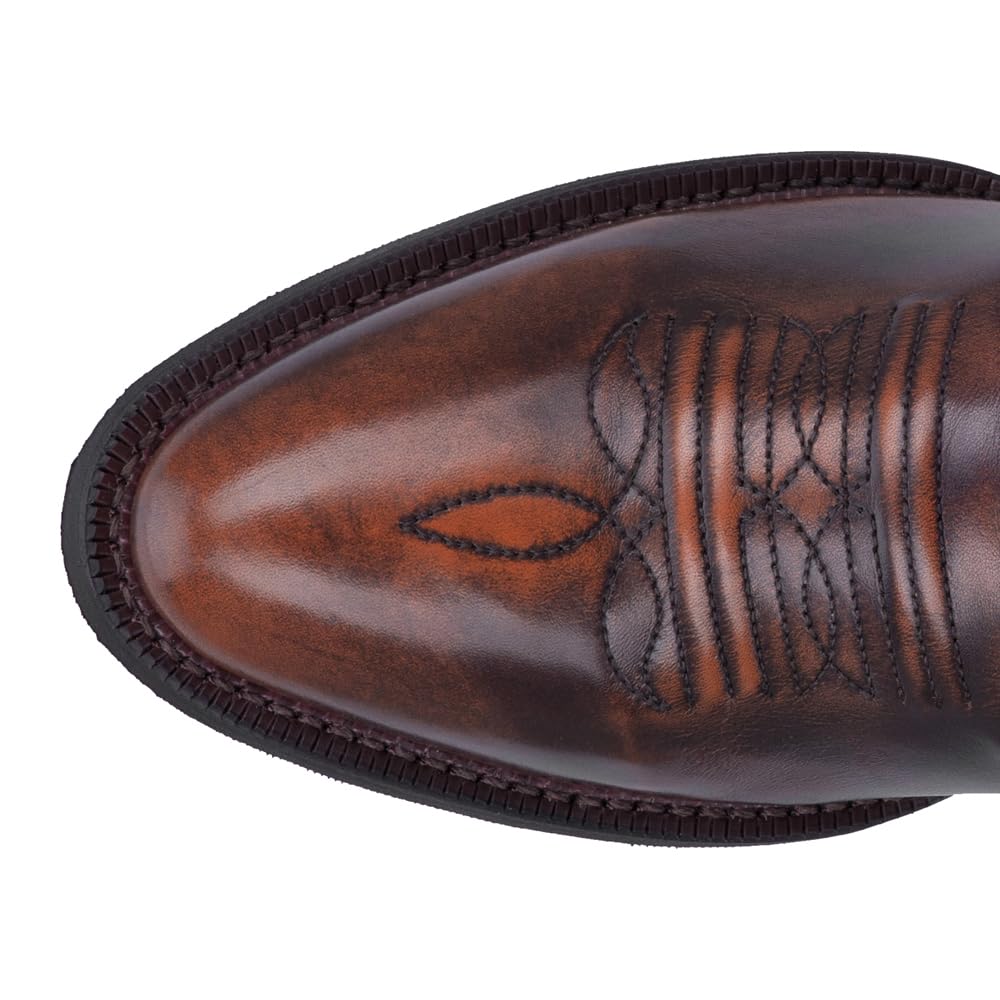 Laredo Men's Fletcher Pointed Toe Casual Ankle Boots - Brown Leather Western Style for Everyday Wear & Outdoor Activities