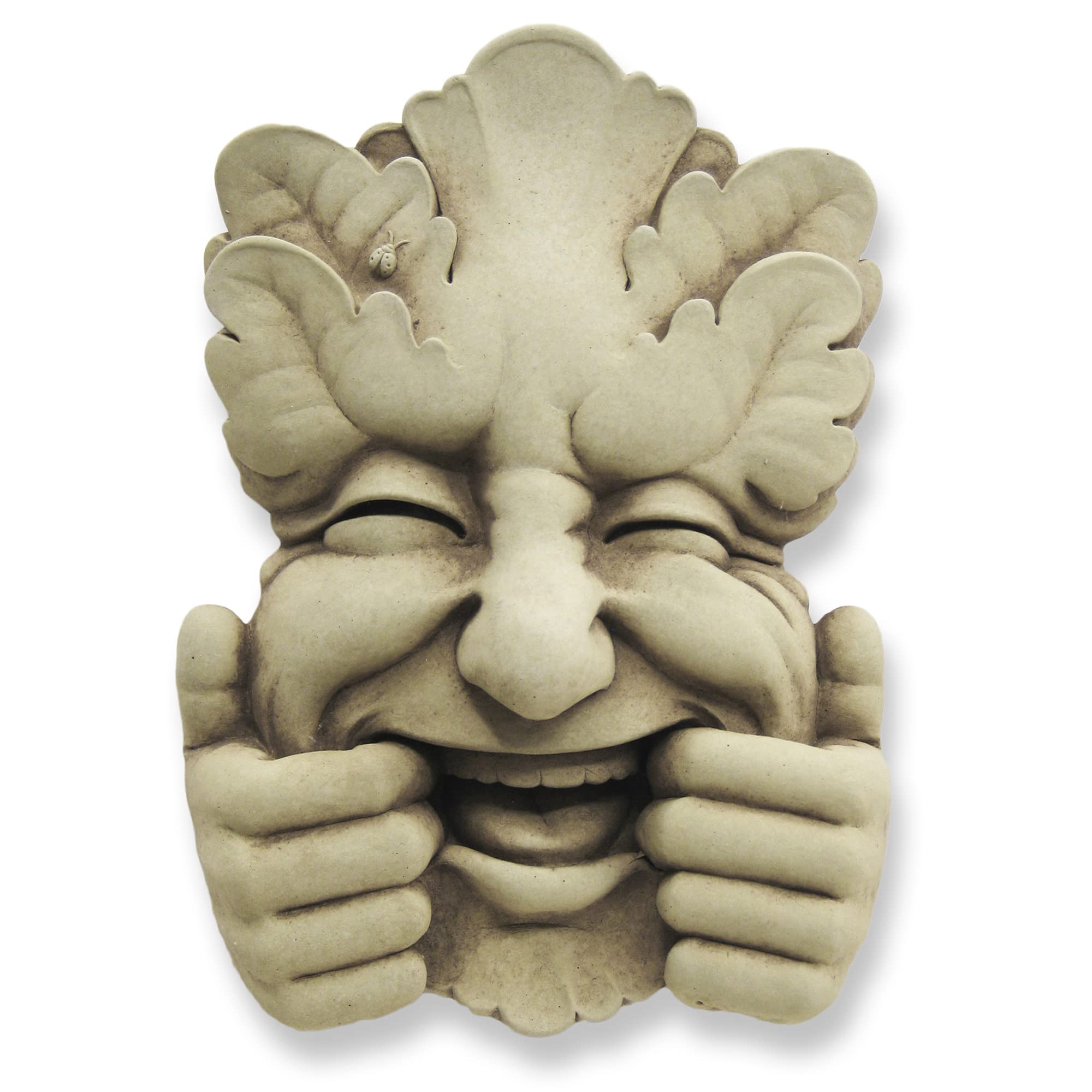 Whimsical Green Man Plaque - Handmade Stone Garden Sculpture for Home & Outdoor Decor | Perfect for Fairy Gardens, Patios, and Landscape Art