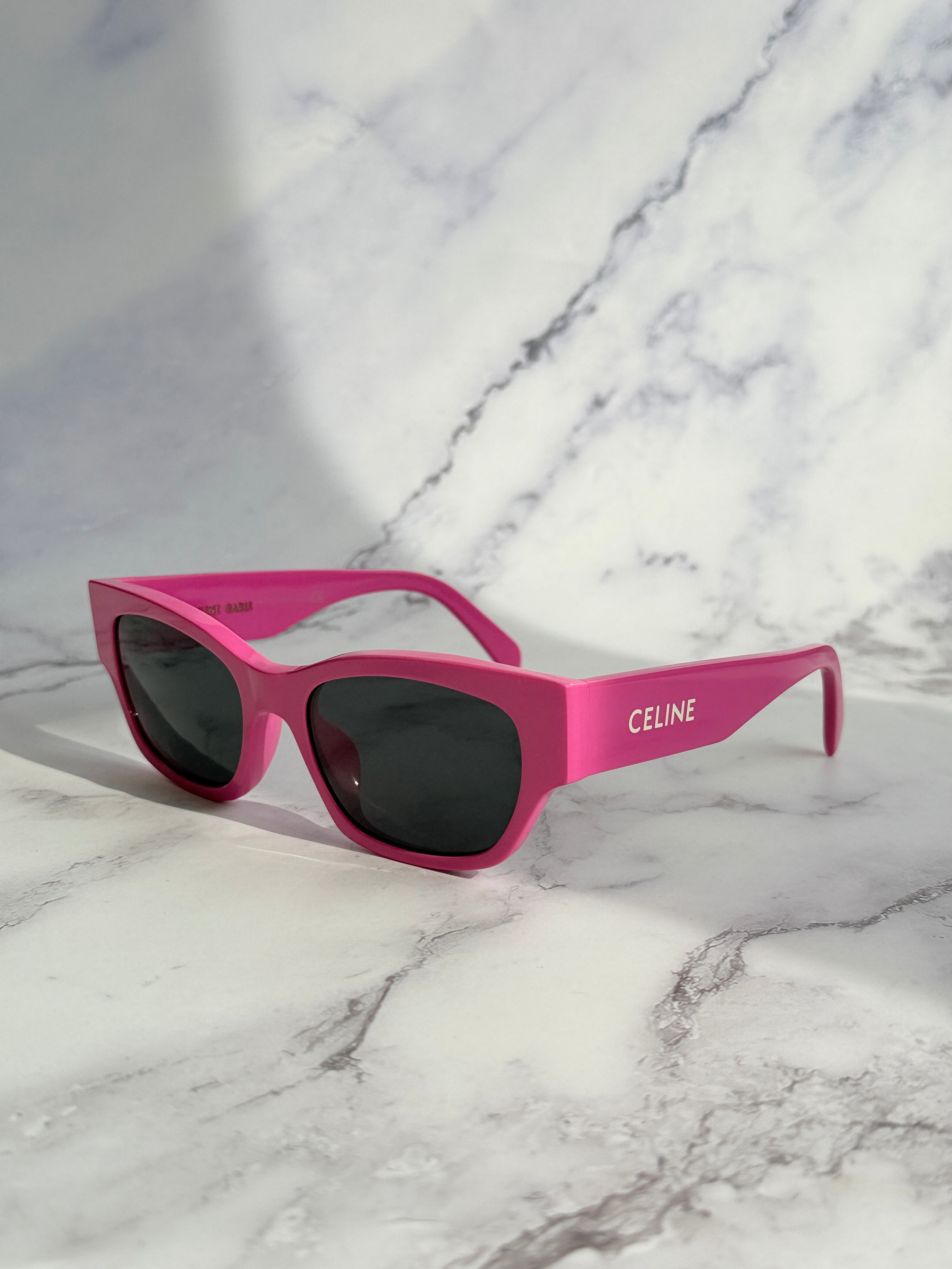 Celine CL40197U Hot Pink Logo Sunglasses for Women - Luxury Designer Fashion Sunglasses with UV Protection - Perfect for Summer, Beach, and Outdoor Activities