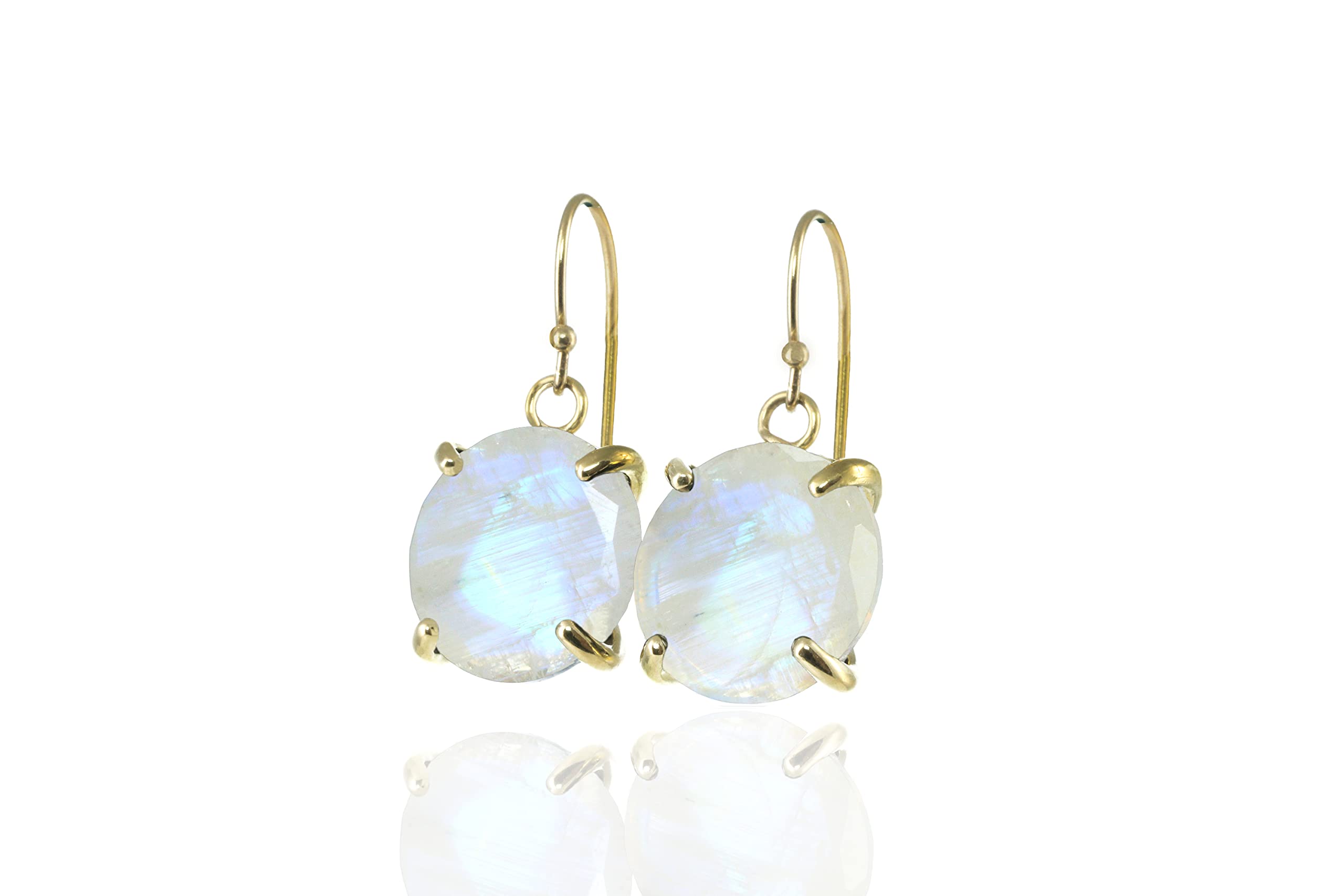 Artisan Moonstone Earrings for Women - 14k Gold Handmade Earrings, June Birthstone Jewelry Gift with Fancy Box - Perfect for Weddings, Parties & Special Occasions