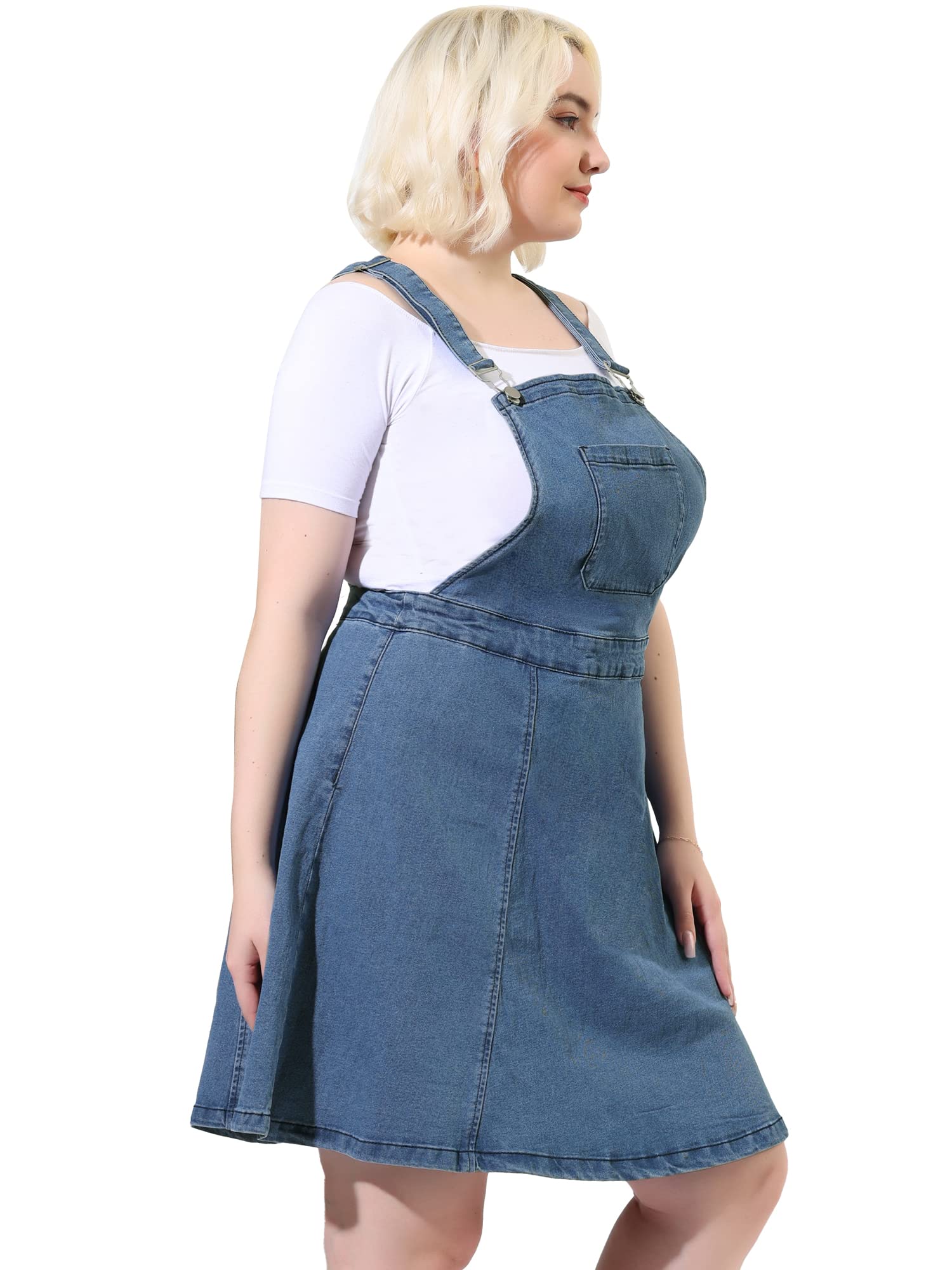 Agnes Orinda Plus Size Denim Overall Dress for Women - Adjustable Strap Jeans Jumper & Suspender Skirt | Casual Outfit for Spring, Summer & Fall Fashion