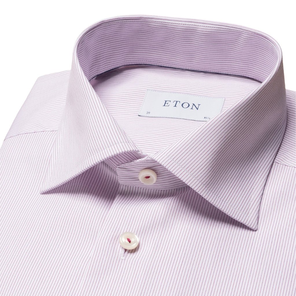 ETON Striped Twill Contemporary Single Cuff Business Shirt for Men - Light Purple Formal Dress Shirt - Perfect for Office, Meetings & Special Occasions