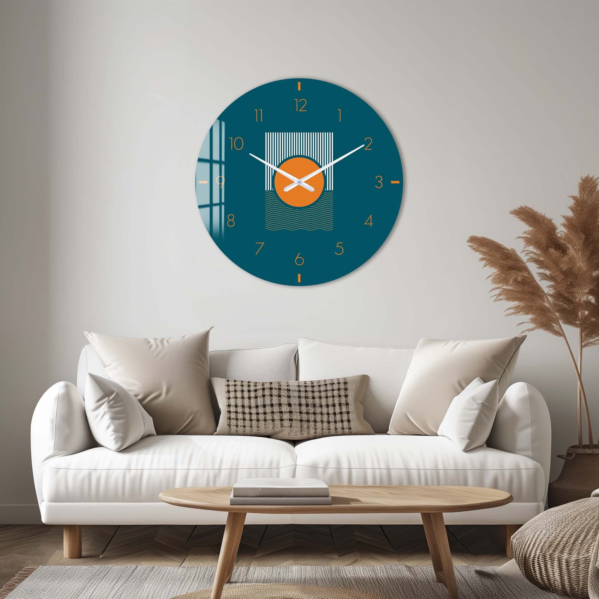 Soluna Modern Glass Wall Clock - Large 12 Inch Silent Non-Ticking Battery Operated - Perfect for Living Room, Bedroom, Office & Kitchen Decor