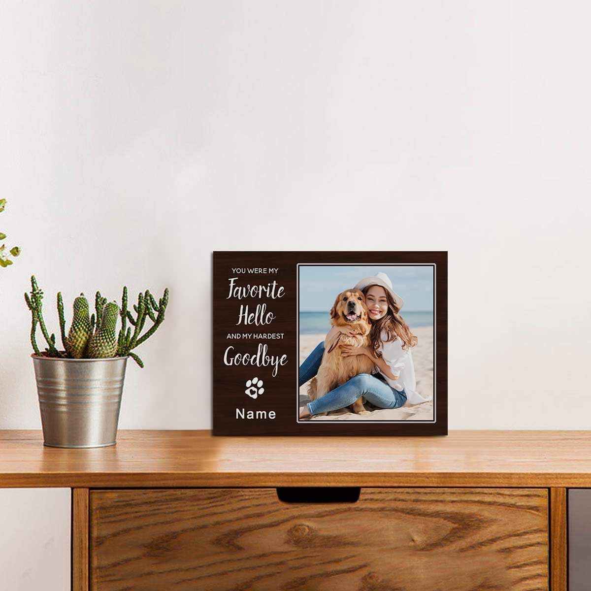 Personalized Wooden Photo Frame - Custom Love Picture Frame with 'You Were My Favorite Hello And My Hardest Goodbye' Engraving - Perfect for Anniversaries, Weddings & Romantic Gifts