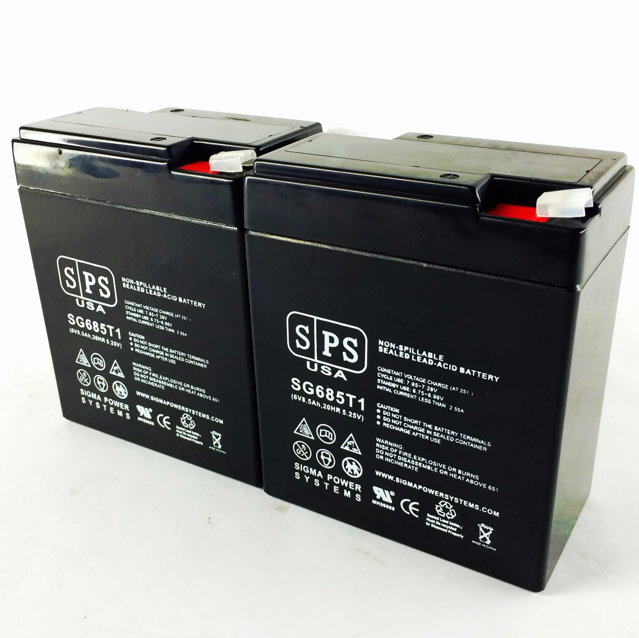 SPS Brand 6V 8.5Ah Sealed Lead Acid (SLA) Replacement Battery for Radiant BE25 - 2 Pack - Power Supply for Emergency Lights, Security Systems & Medical Equipment