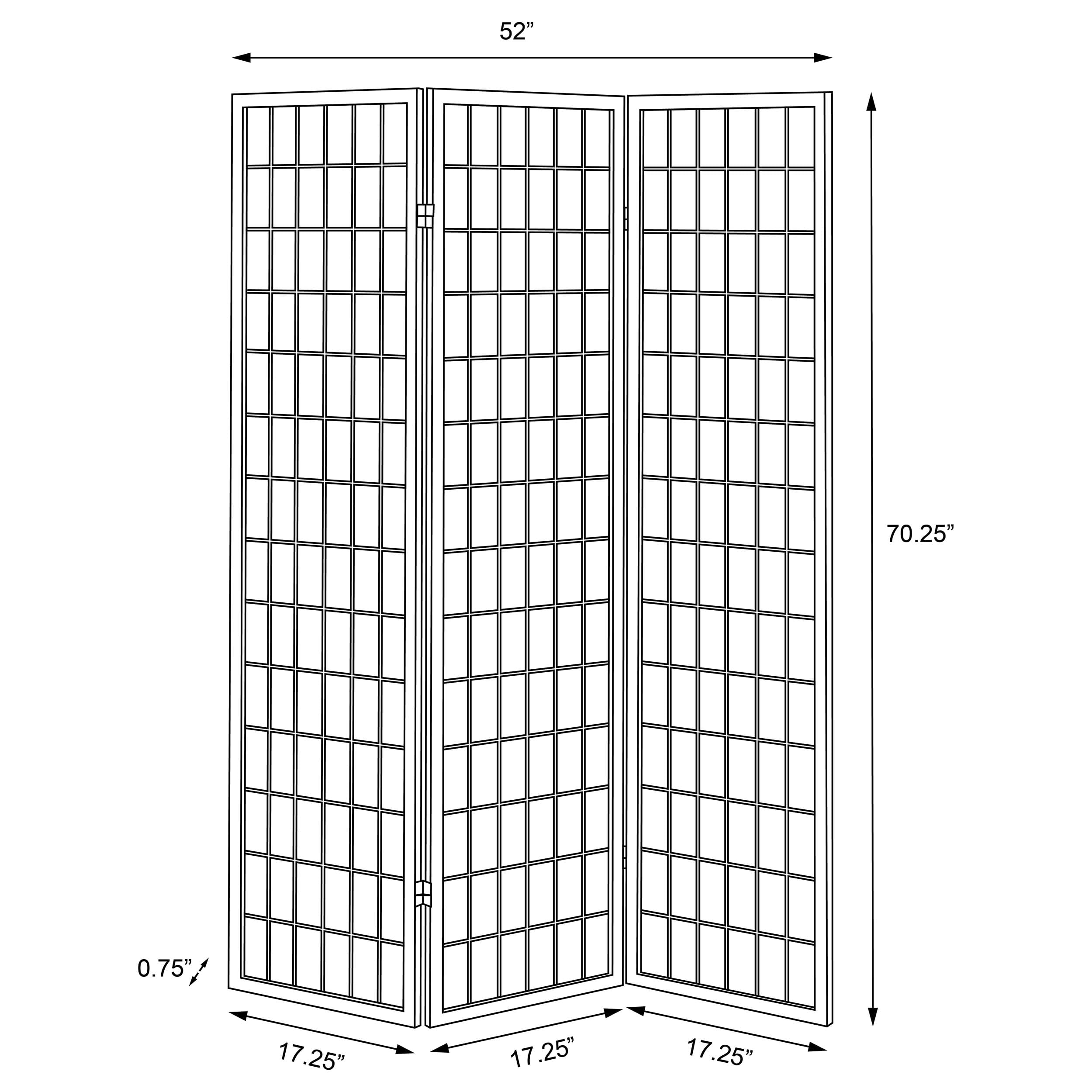 Coaster Home Furnishings Carrie 3-Panel Room Divider Folding Shoji Screen - Black | Privacy Partition for Home Office, Bedroom & Living Room | Modern Asian-Inspired Decor