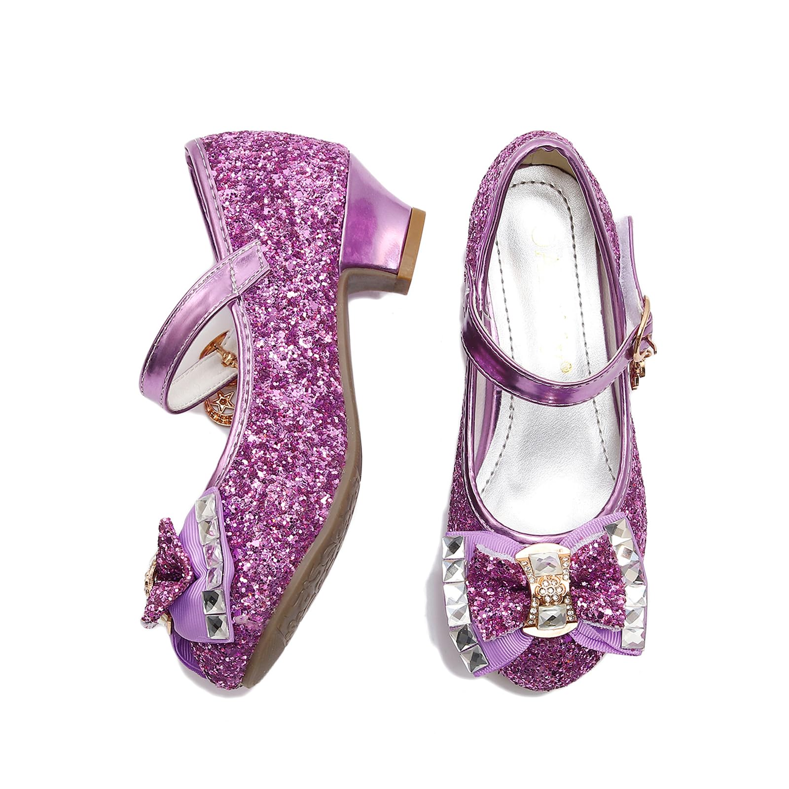 Sparkly Girls Mary Jane Dress Shoes for Weddings, Parties & Bridesmaids - Princess Heels for Special Occasions & Formal Events