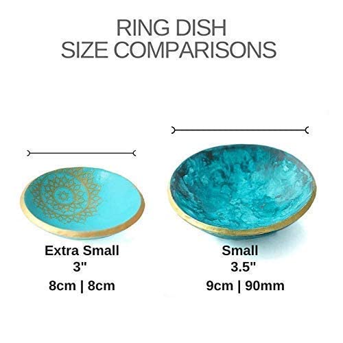 Turquoise Blue Trinket Dish or Ring Holder - Extra Small Home Decor for Jewelry Organization | Perfect Housewarming Gift for Women, Bridal Shower, and Bathroom Vanity