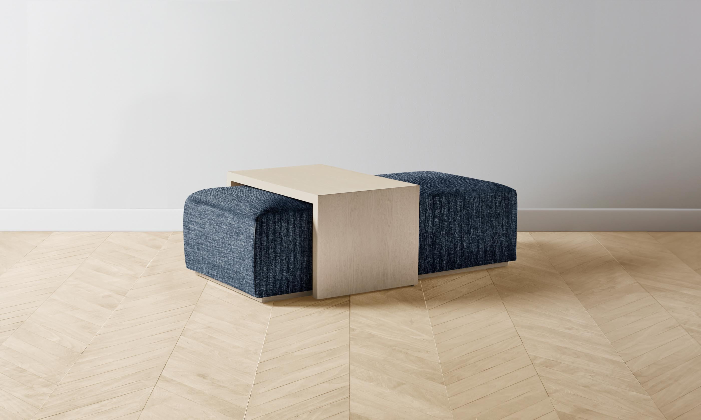 The Bowery Ottoman - Premium Performance Tweed Denim Upholstered Storage Bench for Living Room, Bedroom & Entryway