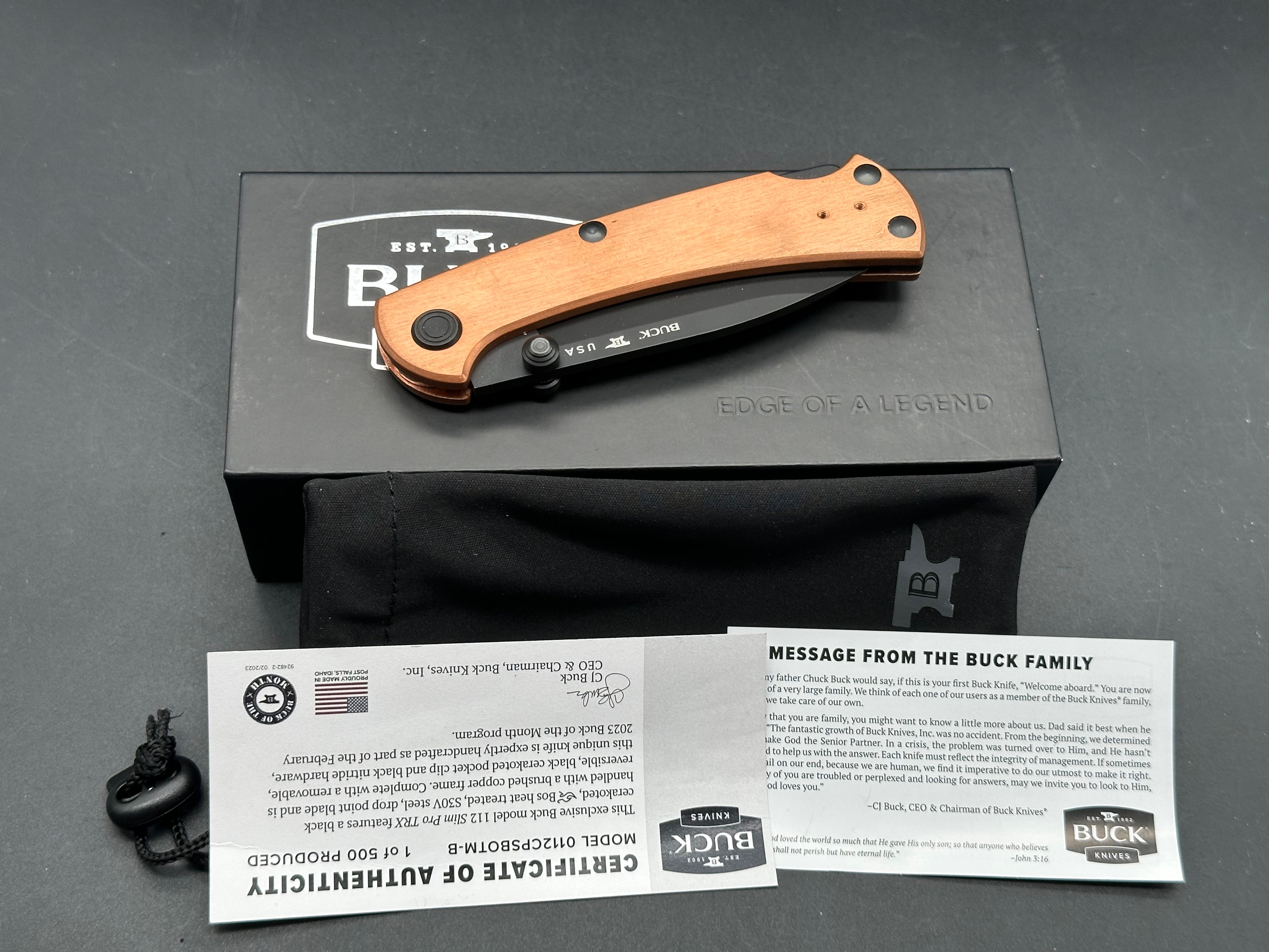 Buck 112 Buck of the Month Limited Edition (1/500) - Copper Scales & S30V Steel Blade - Collector's Knife for Outdoor, Camping, and EDC Use