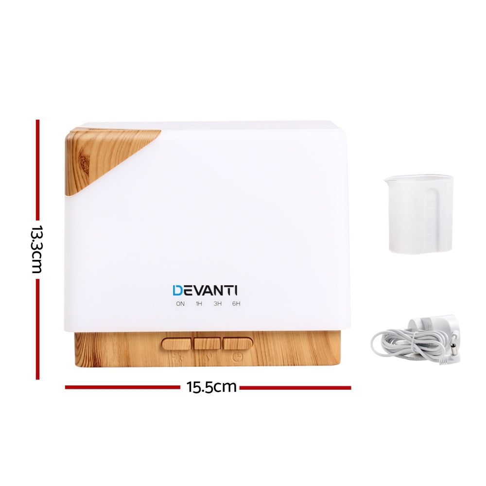 DEVANTi 600ml Aroma Diffuser, Essential Oil Diffuser with Humidifier & Night Light - Perfect for Home, Office, Yoga & Relaxation