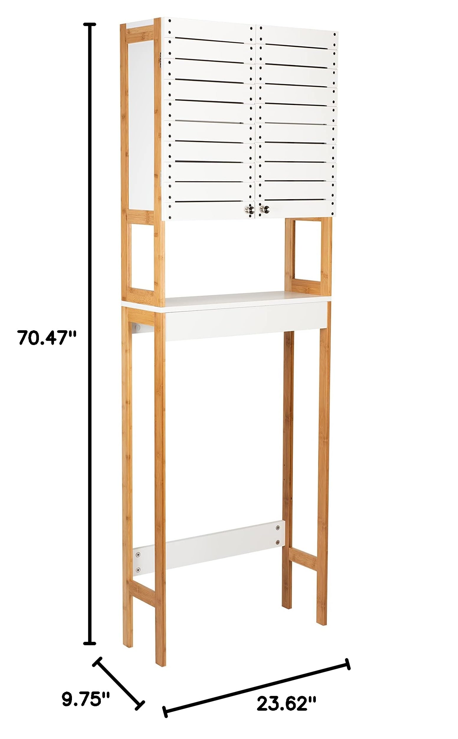 White 3-Tier Over The Toilet Bamboo Storage Cabinet - Space Saving Bathroom Organizer for Towels, Toiletries & Decor | Perfect for Small Bathrooms & Apartments