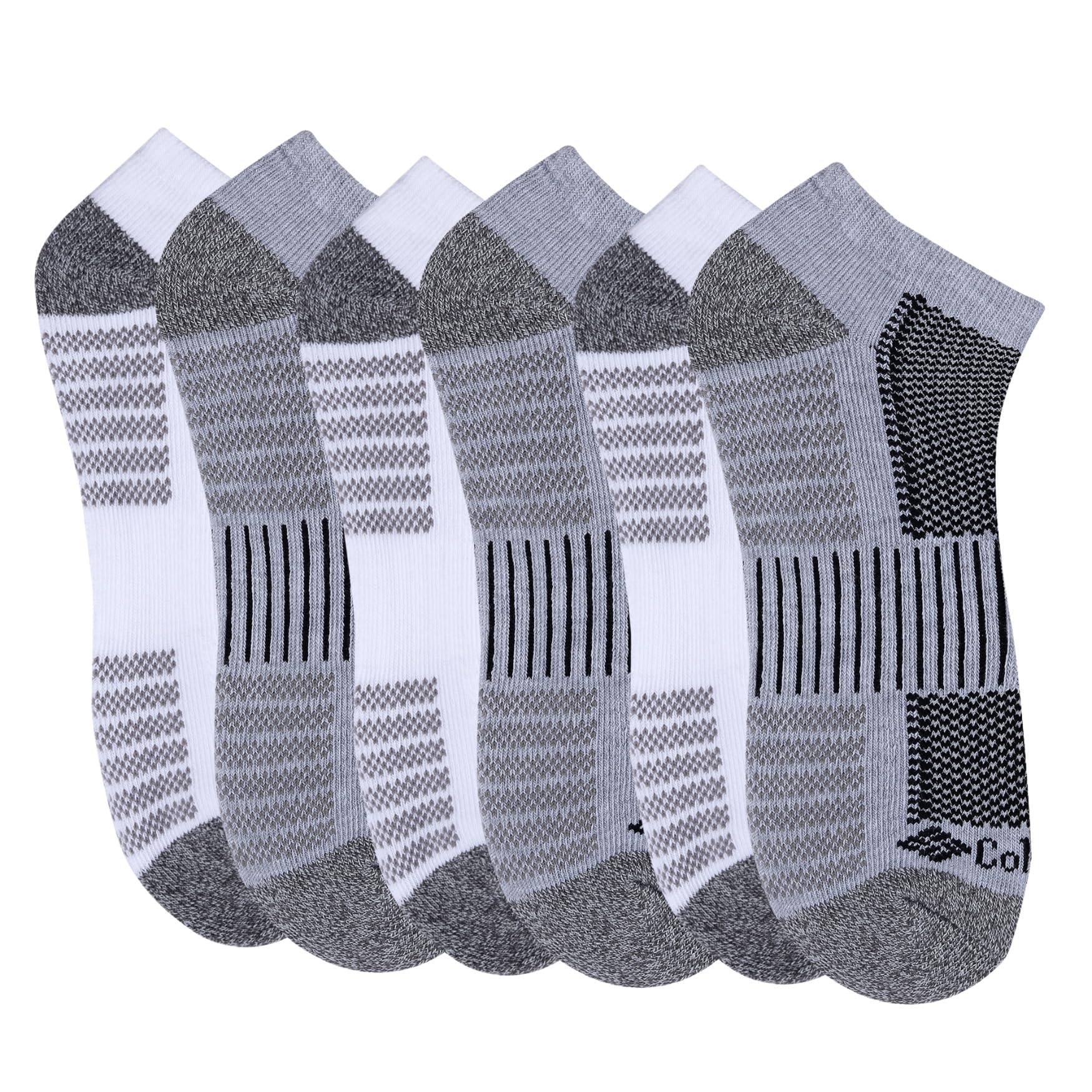 Columbia Men's 6-Pack 1/2 Cushion Quarter Socks with Arch Support - Breathable Poly Blend for Hiking, Running & Outdoor Activities