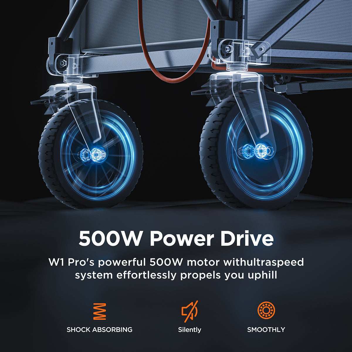 Litheli Electric Foldable Utility Camping Wagon with Built-in Power Bank - Portable Outdoor Cart for Beach, Picnic, Grocery Shopping & Tailgating (Tool Only)