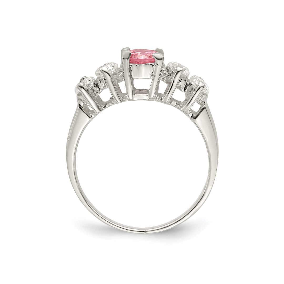 Elegant Pink Round CZ Stone Ring for Women - Sparkling Cubic Zirconia Fashion Jewelry - Perfect for Parties, Weddings & Date Nights