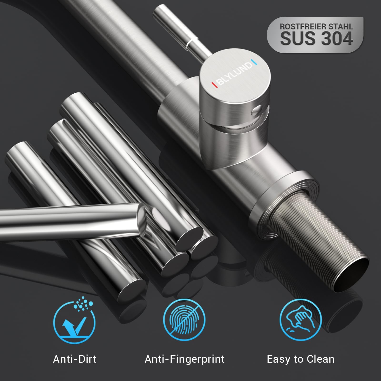 Hands-Free Touchless Kitchen Faucet with Pull-Down Sprayer & Soap Dispenser - Brushed Nickel Single Handle Sensor Faucet for 1 to 4 Hole Sinks - Ideal for Modern Kitchens, Busy Families & Hygienic Food Prep (Stainless Steel)