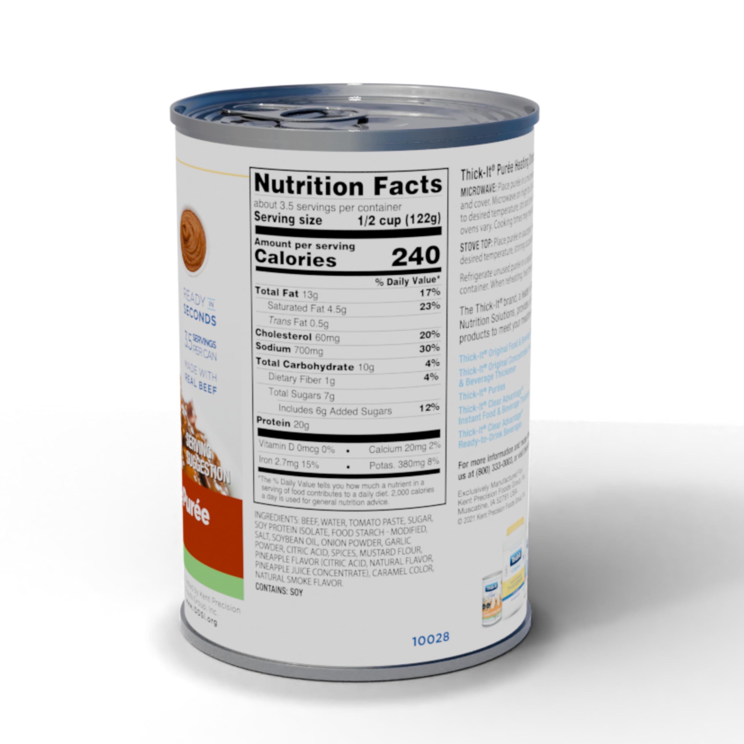 Thick-It Pureed Beef in Barbecue Sauce (IDDSI Level 4) - 15oz Cans (Pack of 12) | Real Beef, Easy-to-Swallow, Nutrient-Rich Puree for Dysphagia Diet | Perfect for Seniors, Post-Surgery Recovery & Special Needs Meals