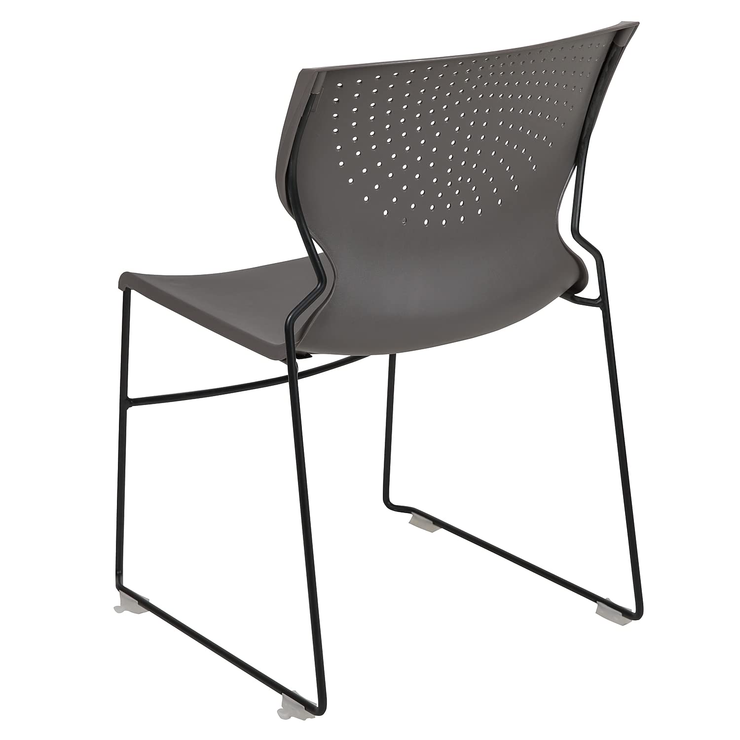 Flash Furniture HERCULES Series 5-Pack Heavy Duty Stacking Chairs - 661 lb Capacity, Gray Full Back, Black Powder Coated Frame - Perfect for Offices, Events, and Conference Rooms