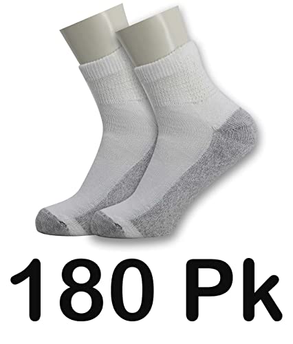 180 Pack - Ankle Cut White W/Gray