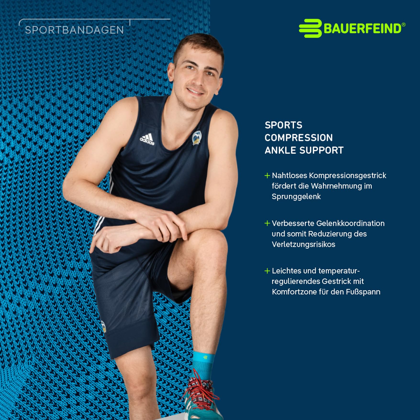 Bauerfeind Sports Compression Ankle Support Sleeve - Unisex Left/Right Ankle Brace for Running, Basketball, Soccer & Fitness - Rivera Small Size - Ideal for Injury Prevention & Recovery