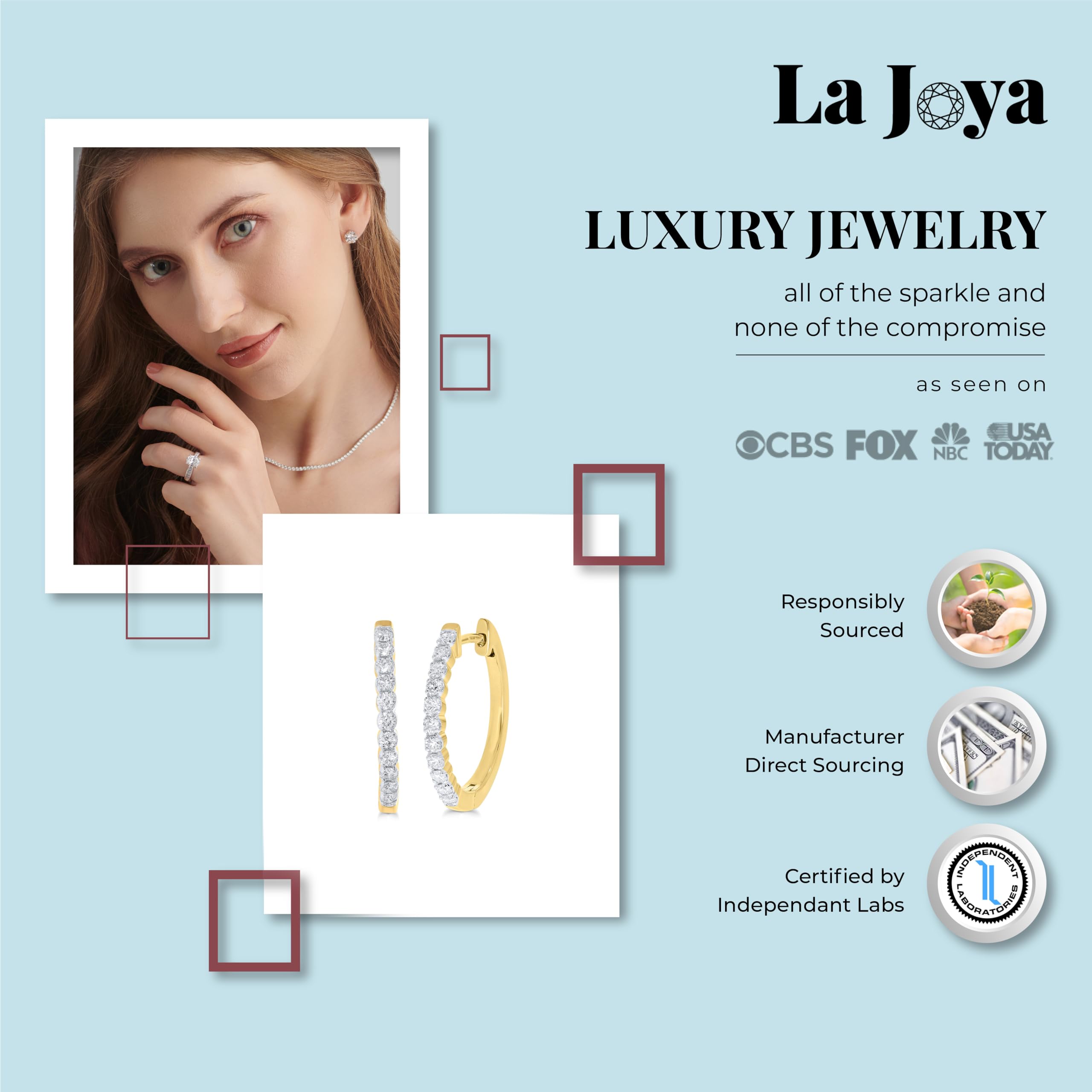 3/4-2 CT. TW. Lab Grown Diamond Hoop Earrings for Women | Sparkling 925 Sterling Silver | Perfect Gift for Her | Elegant Everyday & Special Occasion Jewelry