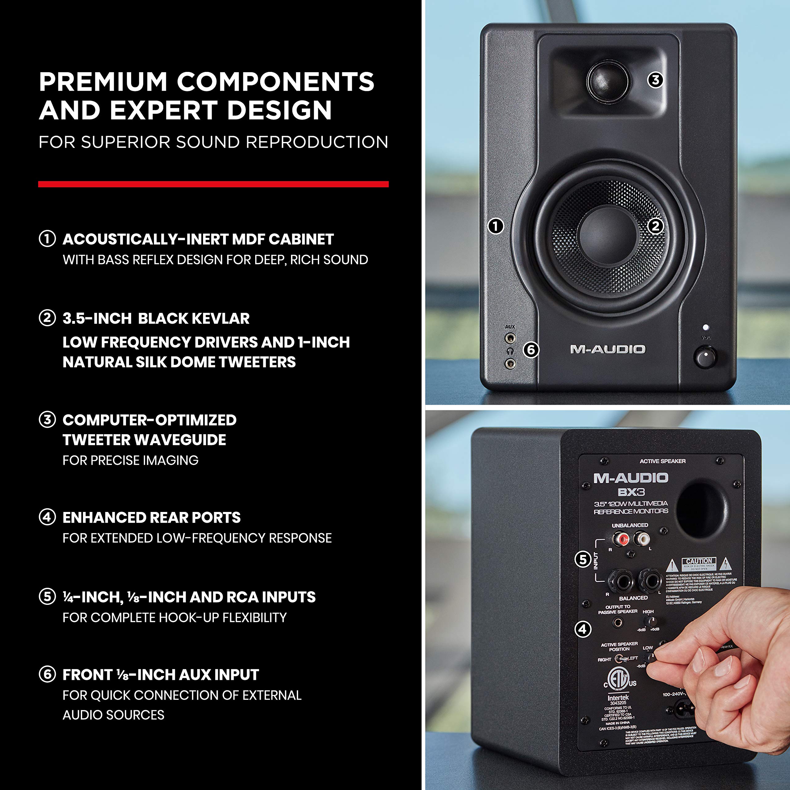M-Audio M-Track Solo USB Audio Interface & BX3 120W Studio Monitors Bundle – Complete Recording, Streaming, Podcasting Kit with Software Suite for Home Studios, Content Creators & Musicians
